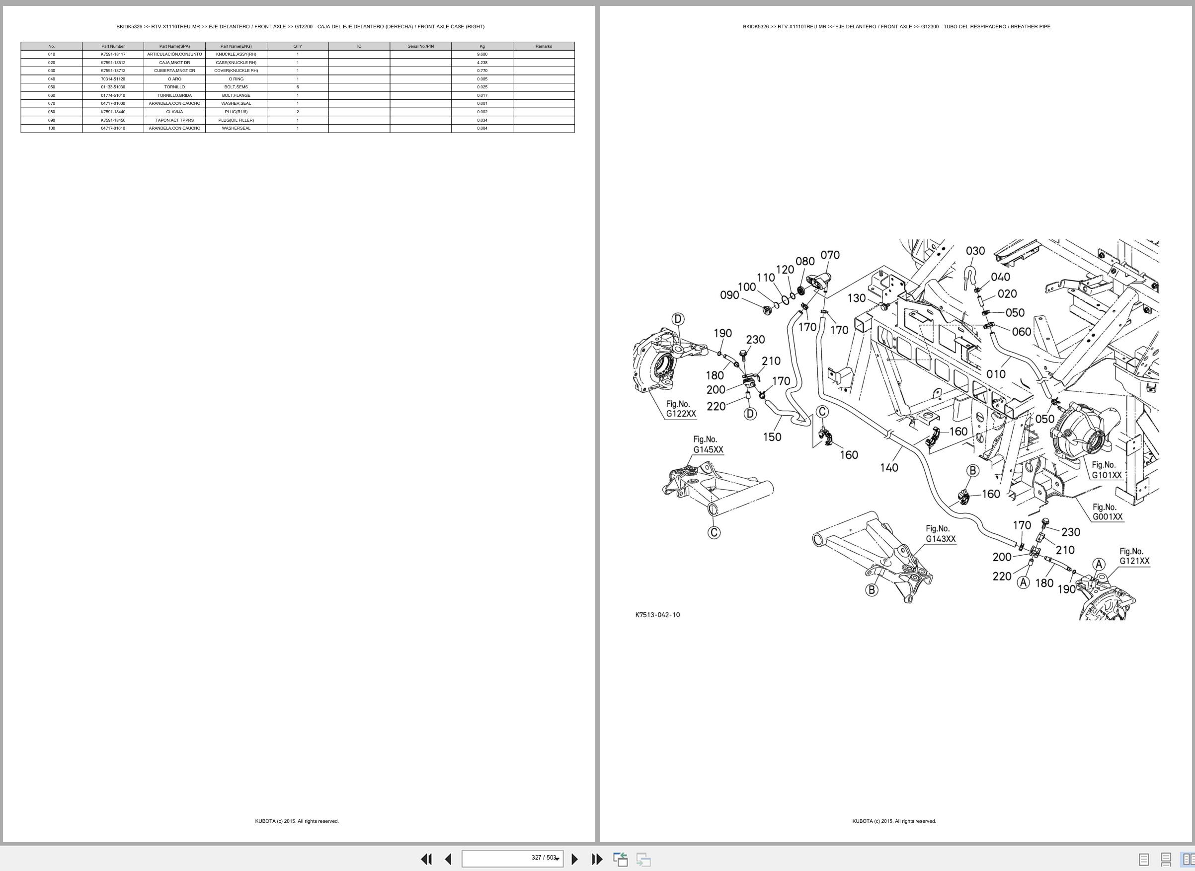 Kubota Utility Vehicles RTV X1110TREU RTV X1110TREU MR Spare Parts Catalog EN ES (3)