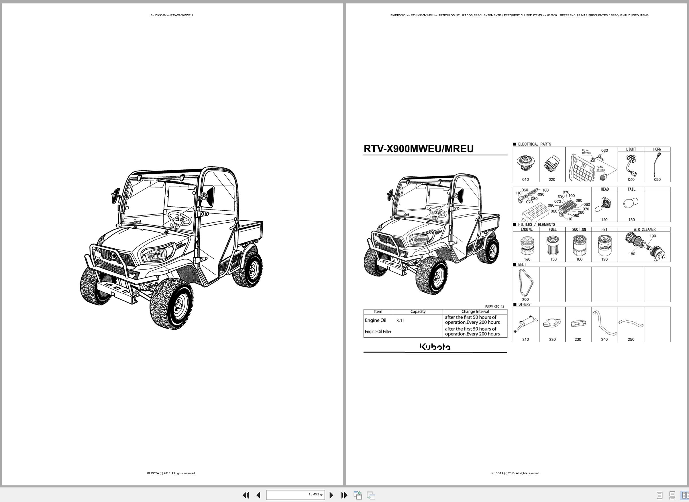 Kubota Utility Vehicles RTV X900MWEU Spare Parts Catalog EN ES (1)