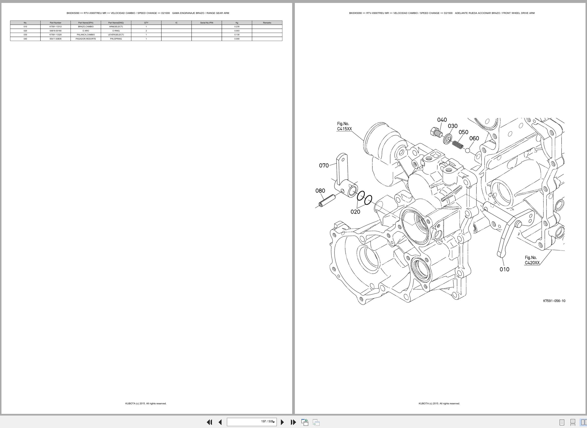 Kubota Utility Vehicles RTV X900TREU RTV X900TREU MR Spare Parts Catalog EN ES (2)