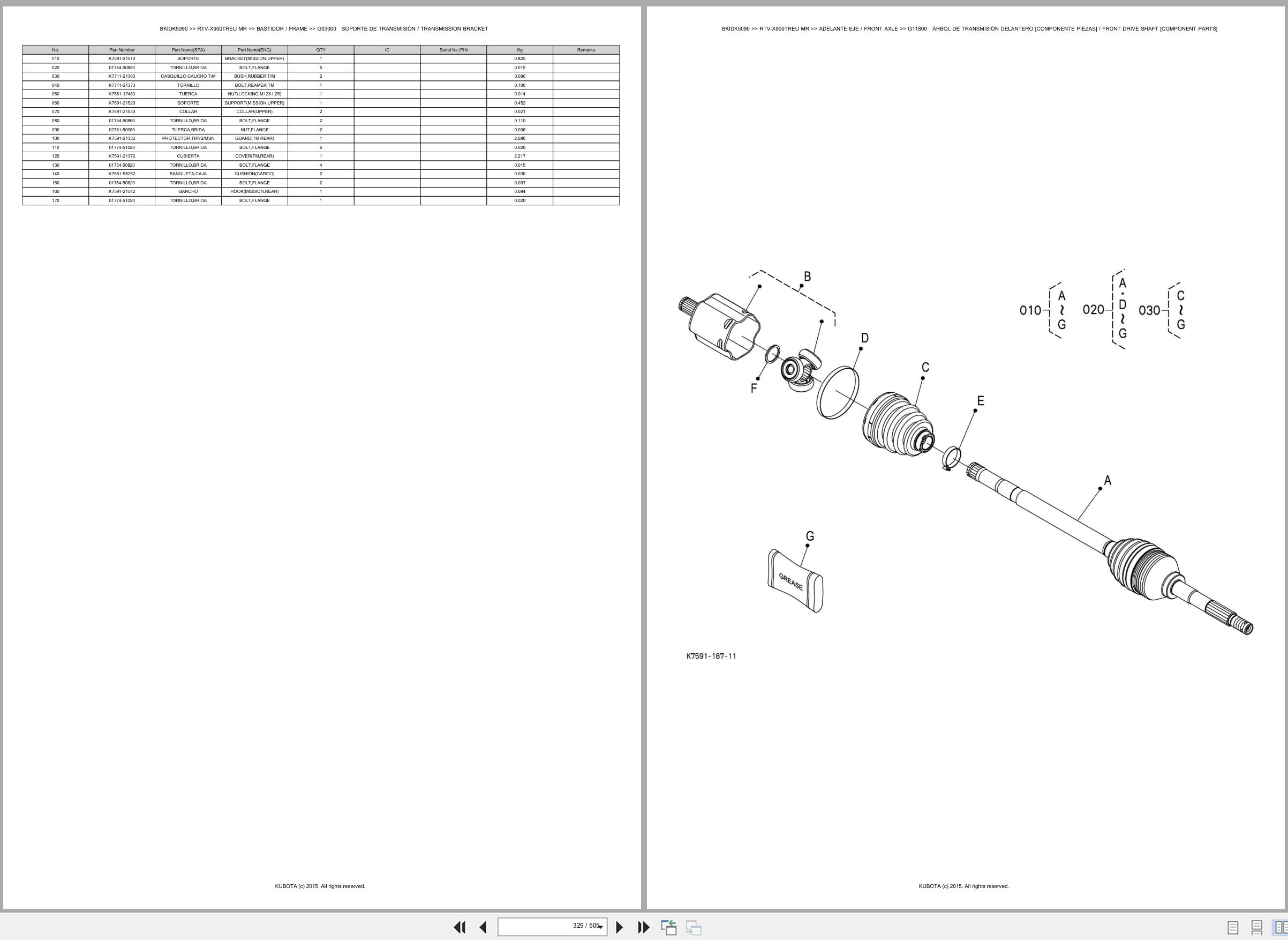 Kubota Utility Vehicles RTV X900TREU RTV X900TREU MR Spare Parts Catalog EN ES (3)
