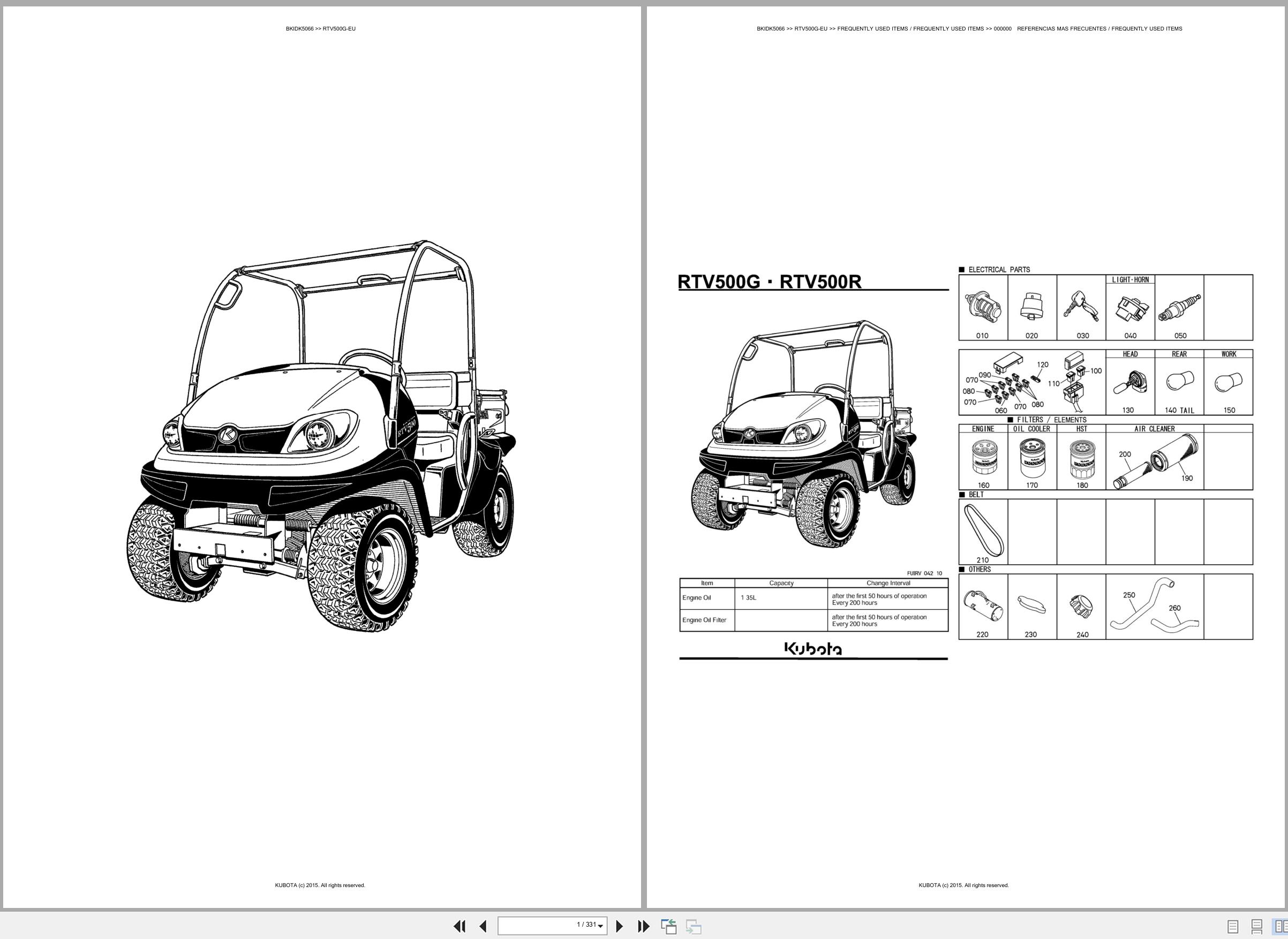 Kubota Utility Vehicles RTV500G EU Spare Parts Catalog EN ES (1)
