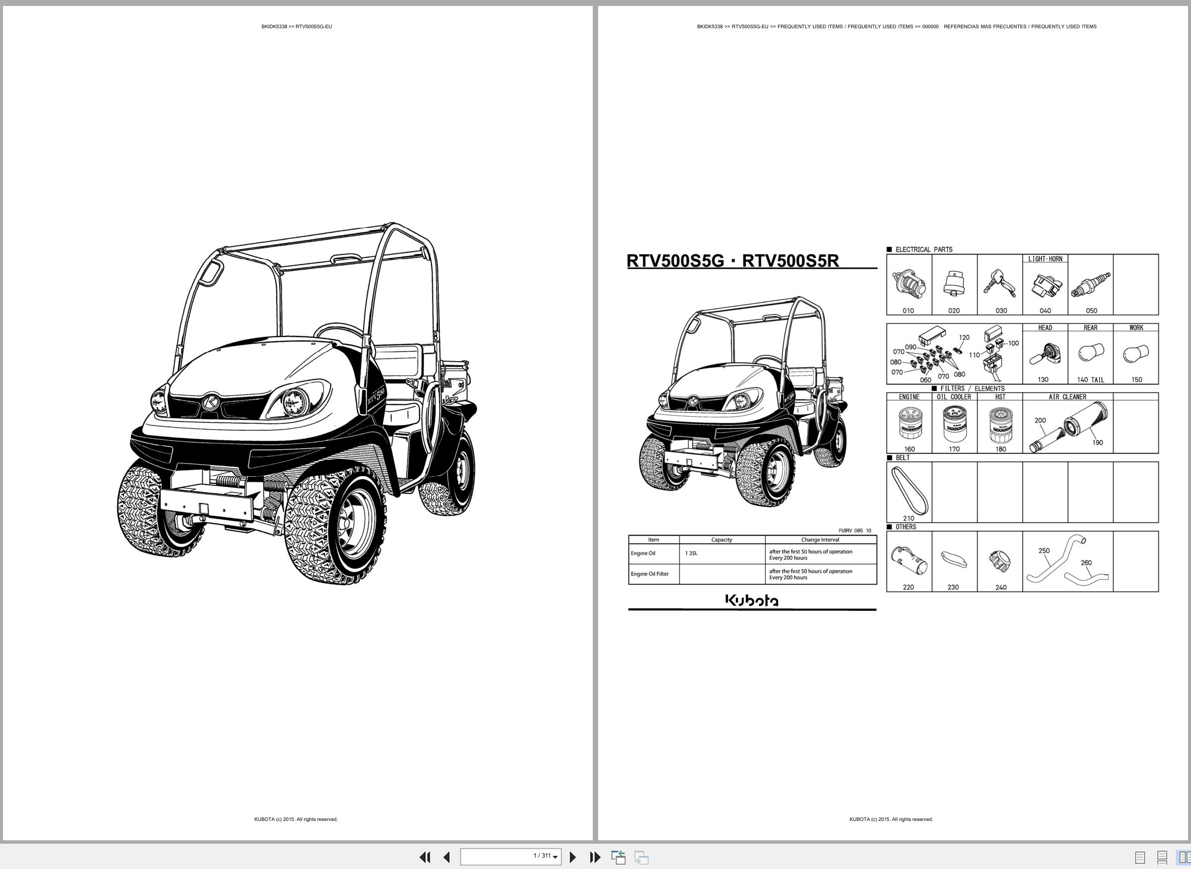 Kubota Utility Vehicles RTV500S5G EU Spare Parts Catalog EN ES (1)