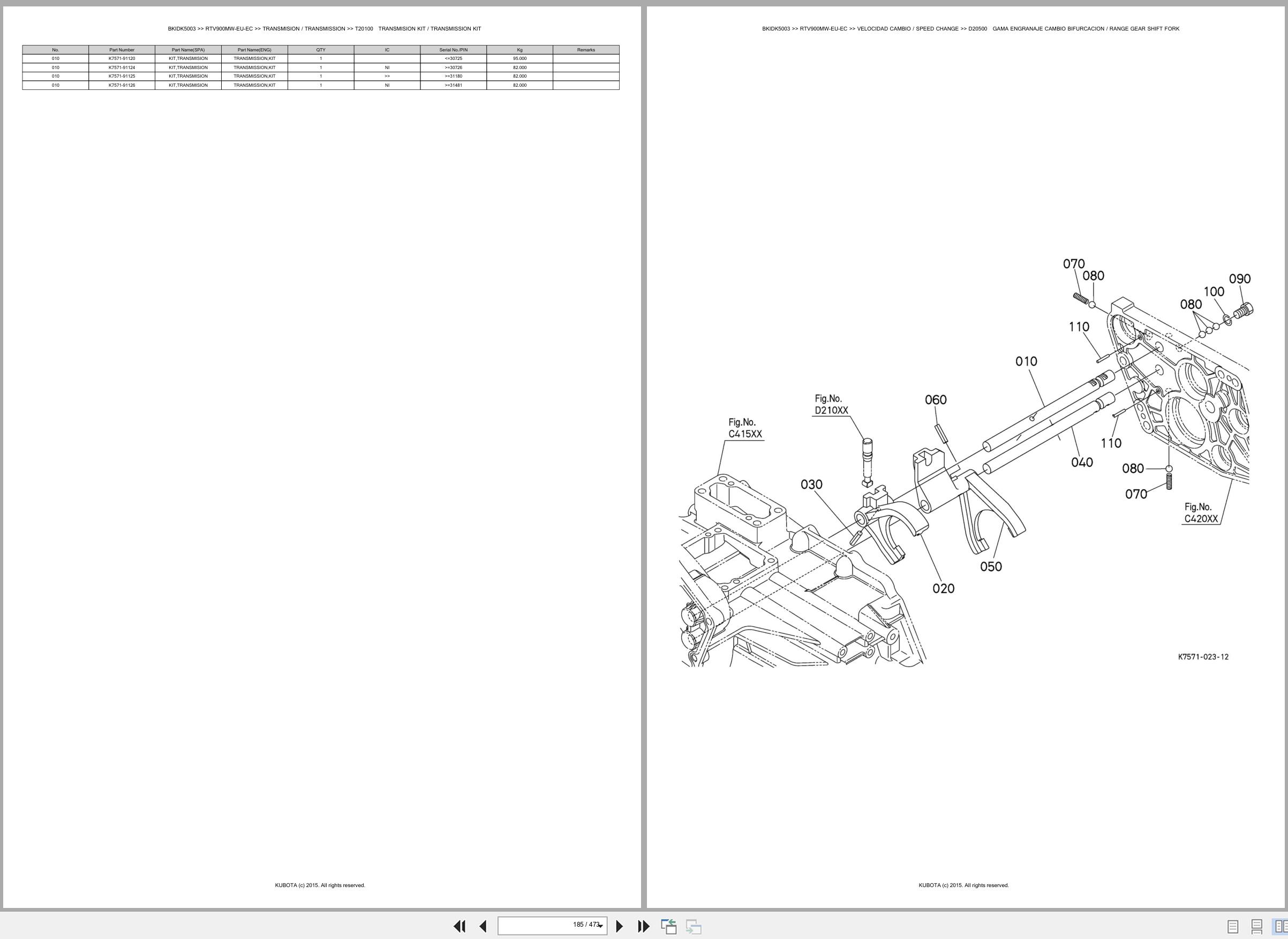 Kubota Utility Vehicles RTV900MW EU EC Spare Parts Catalog EN ES (2)