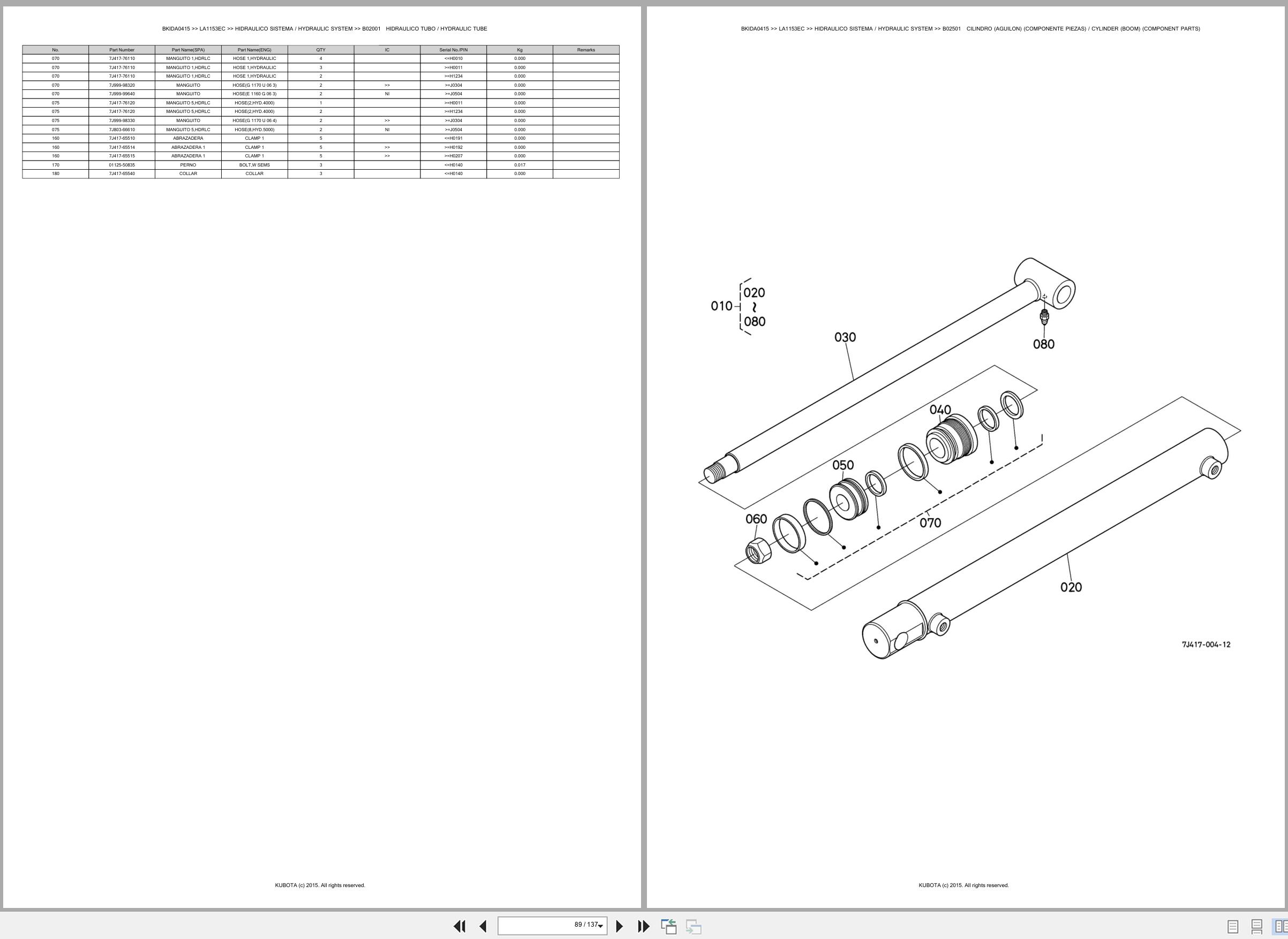 Kubota Wheel Loader LA1153EC Spare Parts Catalog EN ES (3)