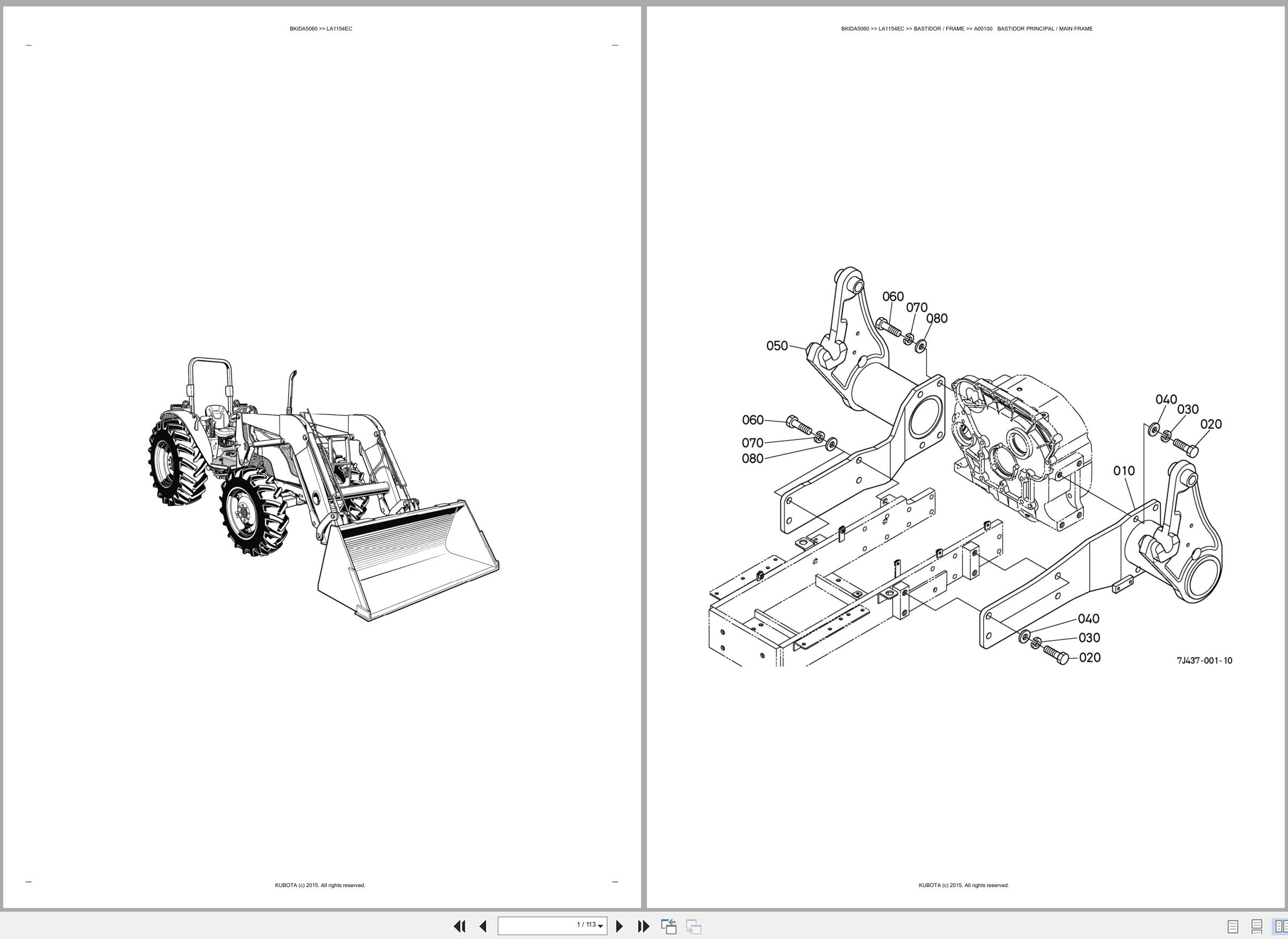 Kubota Wheel Loader LA1154EC Spare Parts Catalog EN ES (1)