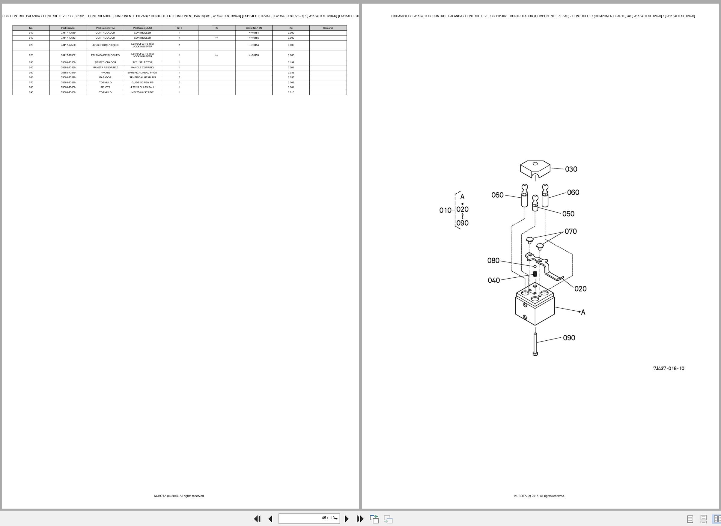 Kubota Wheel Loader LA1154EC Spare Parts Catalog EN ES (2)