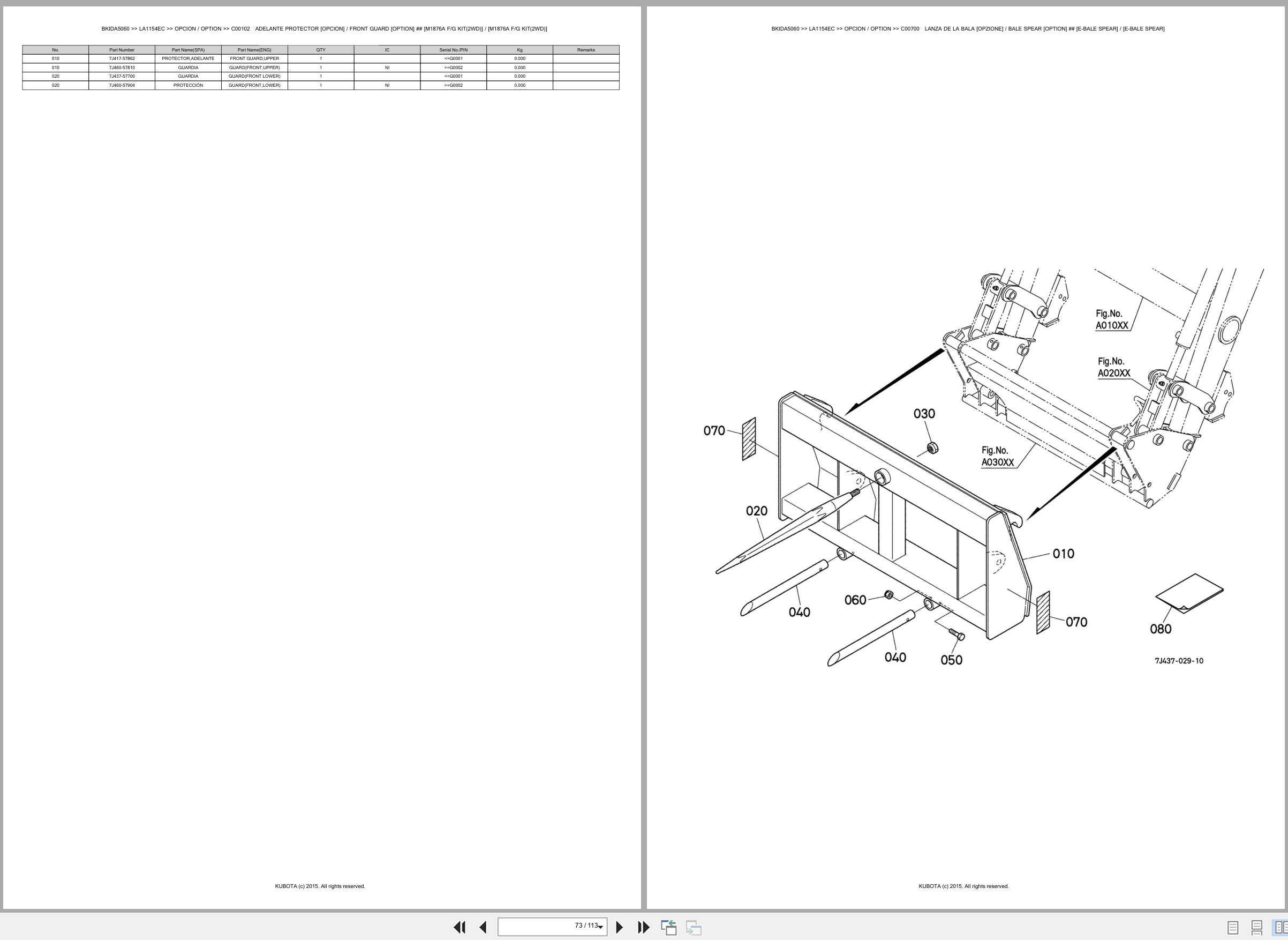 Kubota Wheel Loader LA1154EC Spare Parts Catalog EN ES (3)