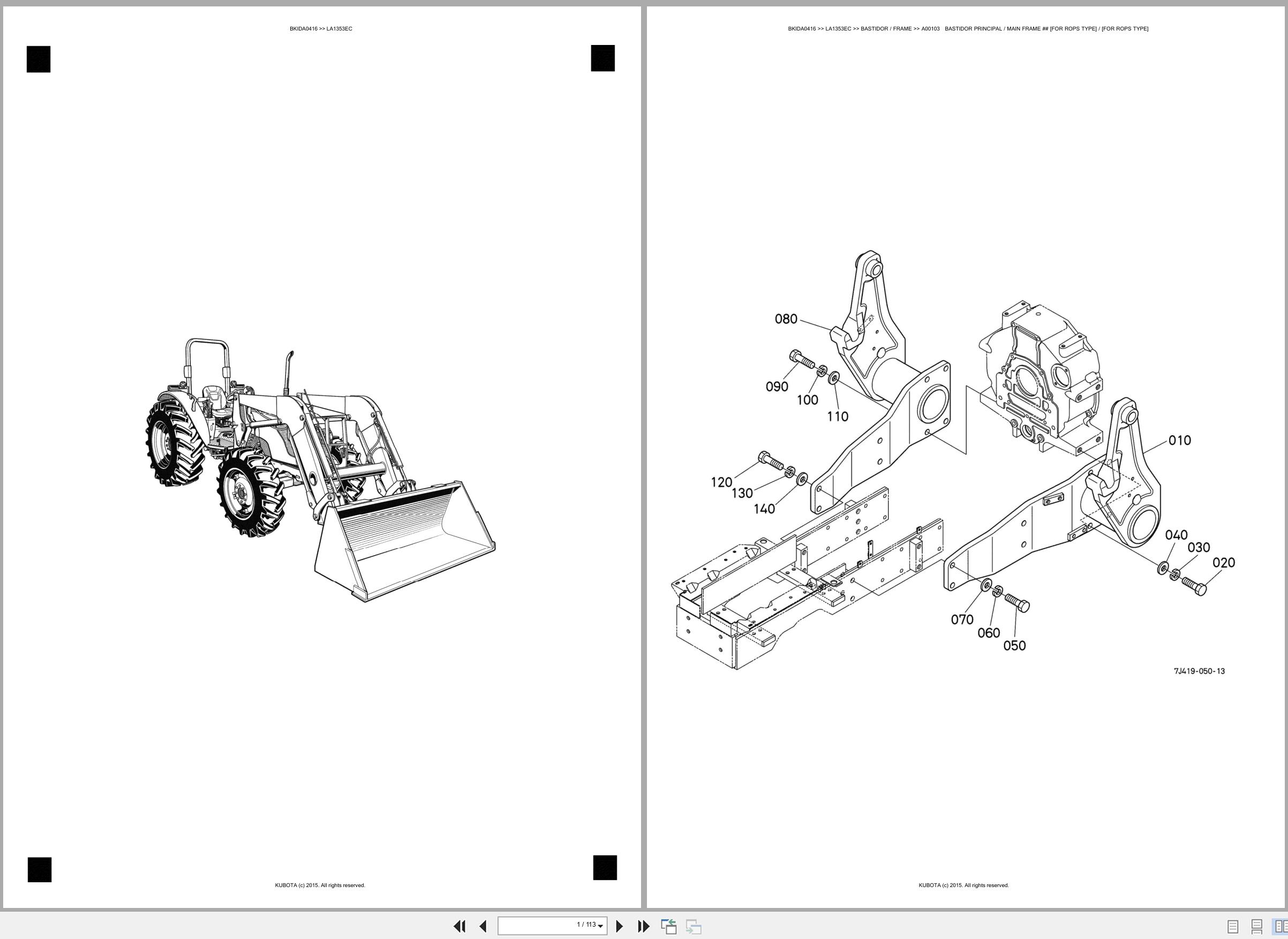 Kubota Wheel Loader LA1353EC Spare Parts Catalog EN ES (1)