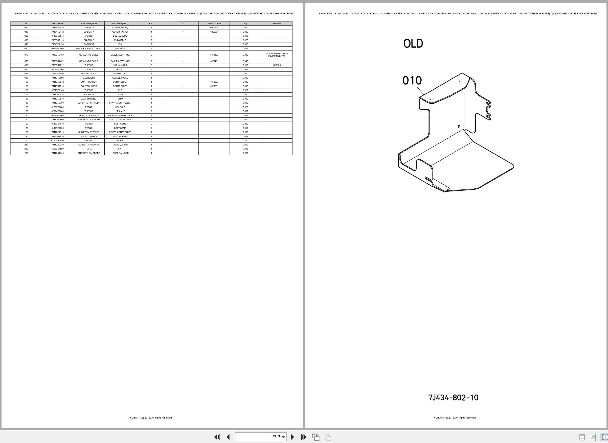 Kubota Wheel Loader LA1354EC Spare Parts Catalog EN ES (2)