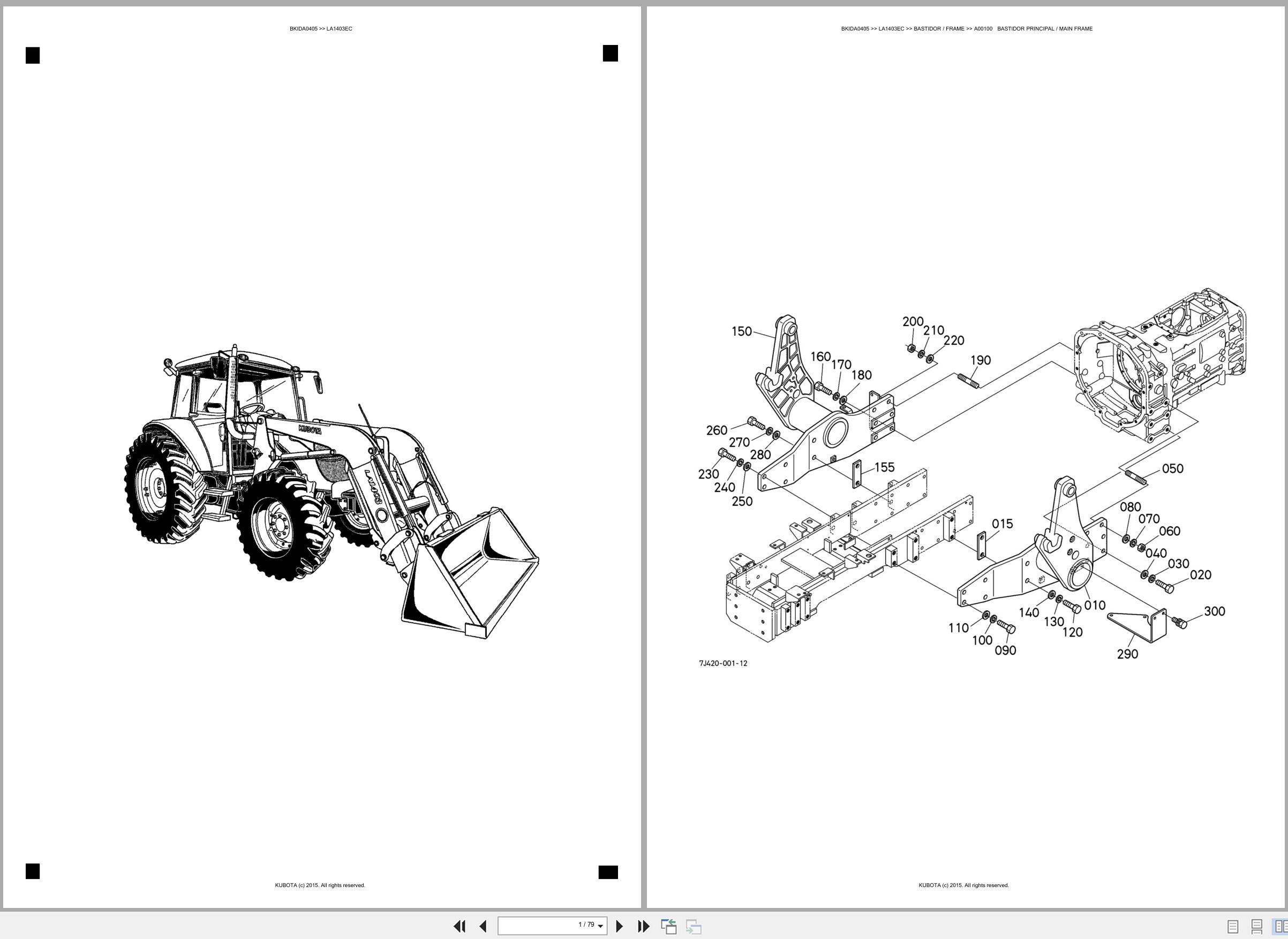 Kubota Wheel Loader LA1403EC Spare Parts Catalog EN ES (1)