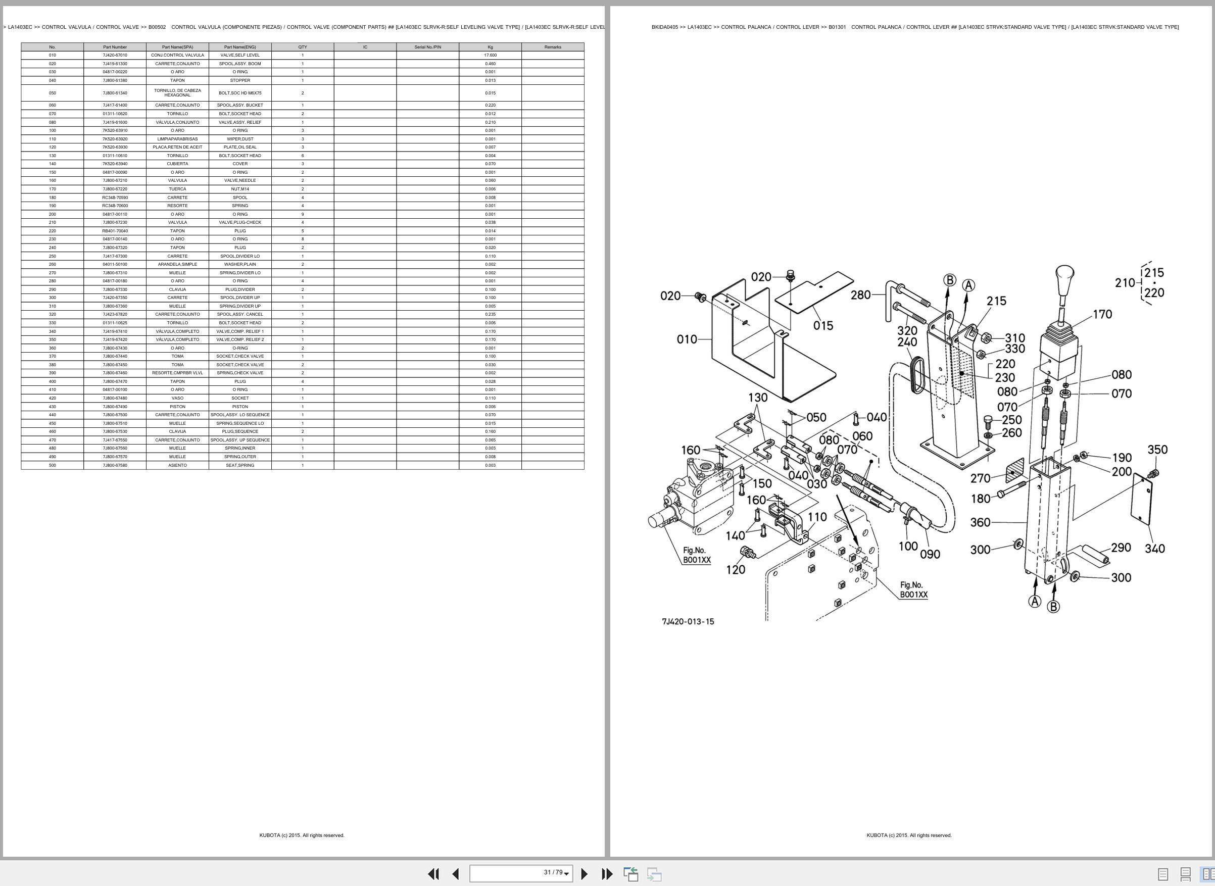 Kubota Wheel Loader LA1403EC Spare Parts Catalog EN ES (2)