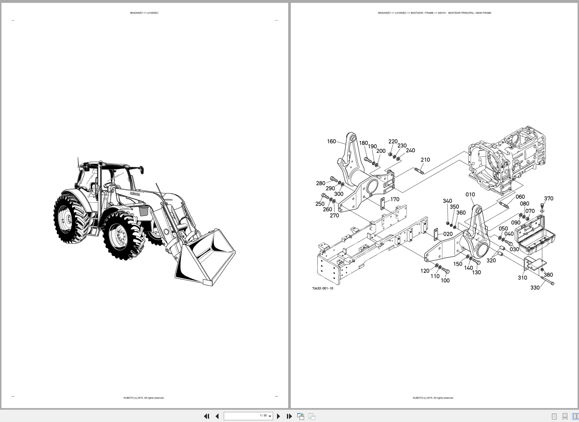 Kubota Wheel Loader LA1954EC Spare Parts Catalog EN ES (1)