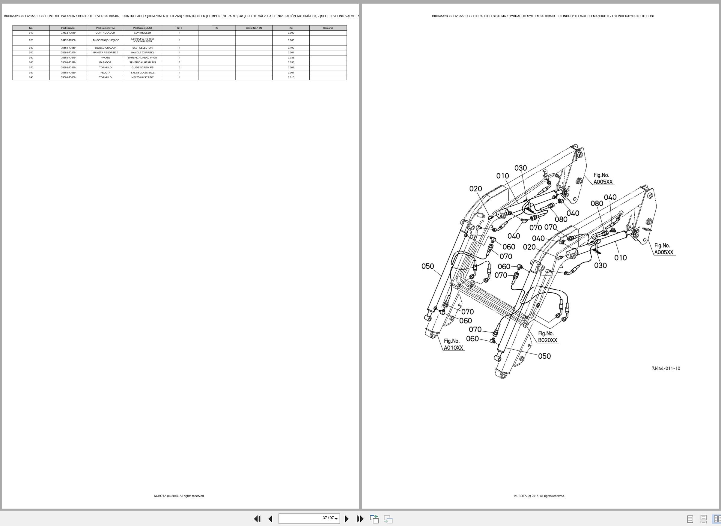 Kubota Wheel Loader LA1955EC Spare Parts Catalog EN ES (2)