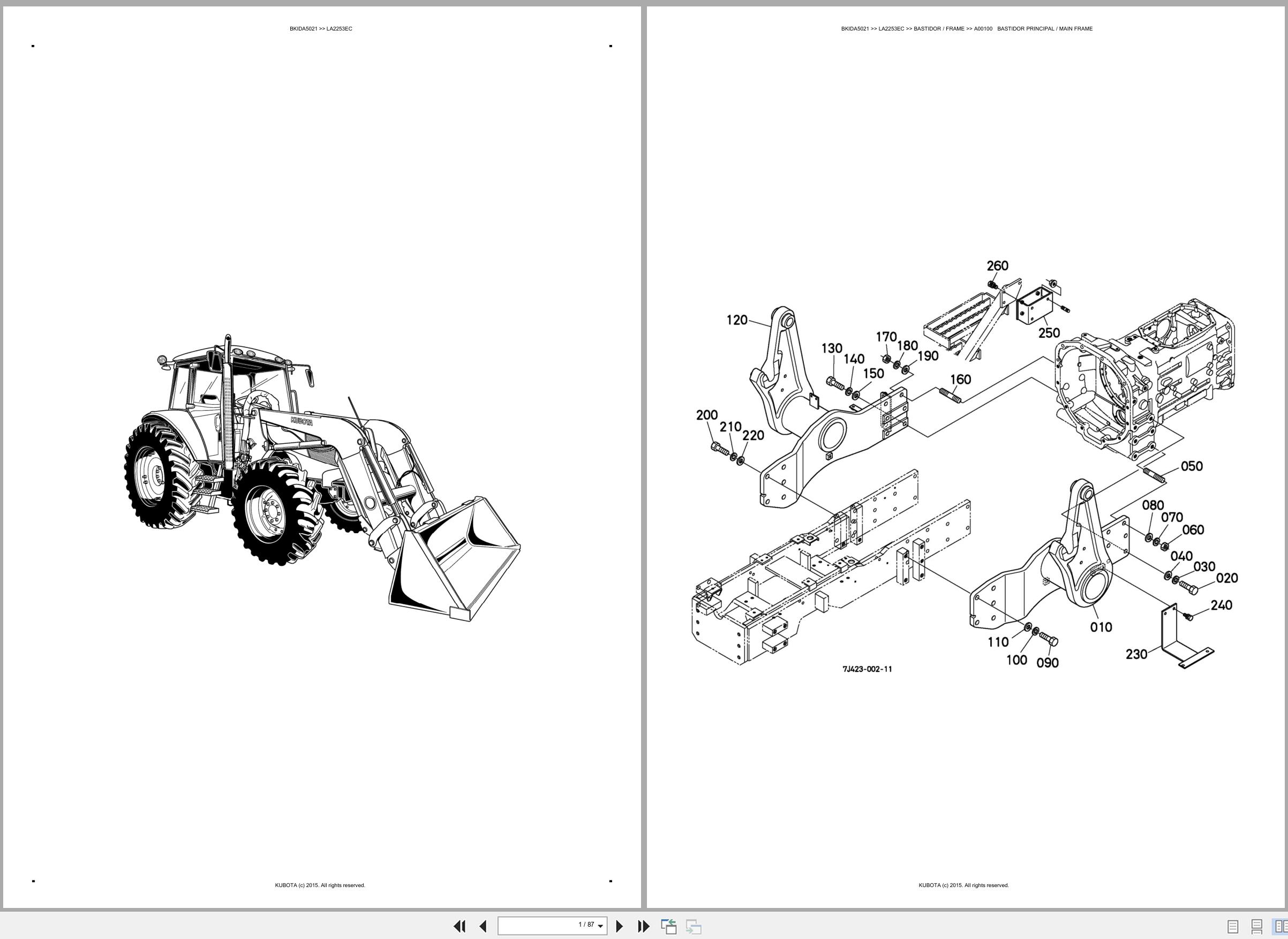 Kubota Wheel Loader LA2253EC Spare Parts Catalog EN ES (1)
