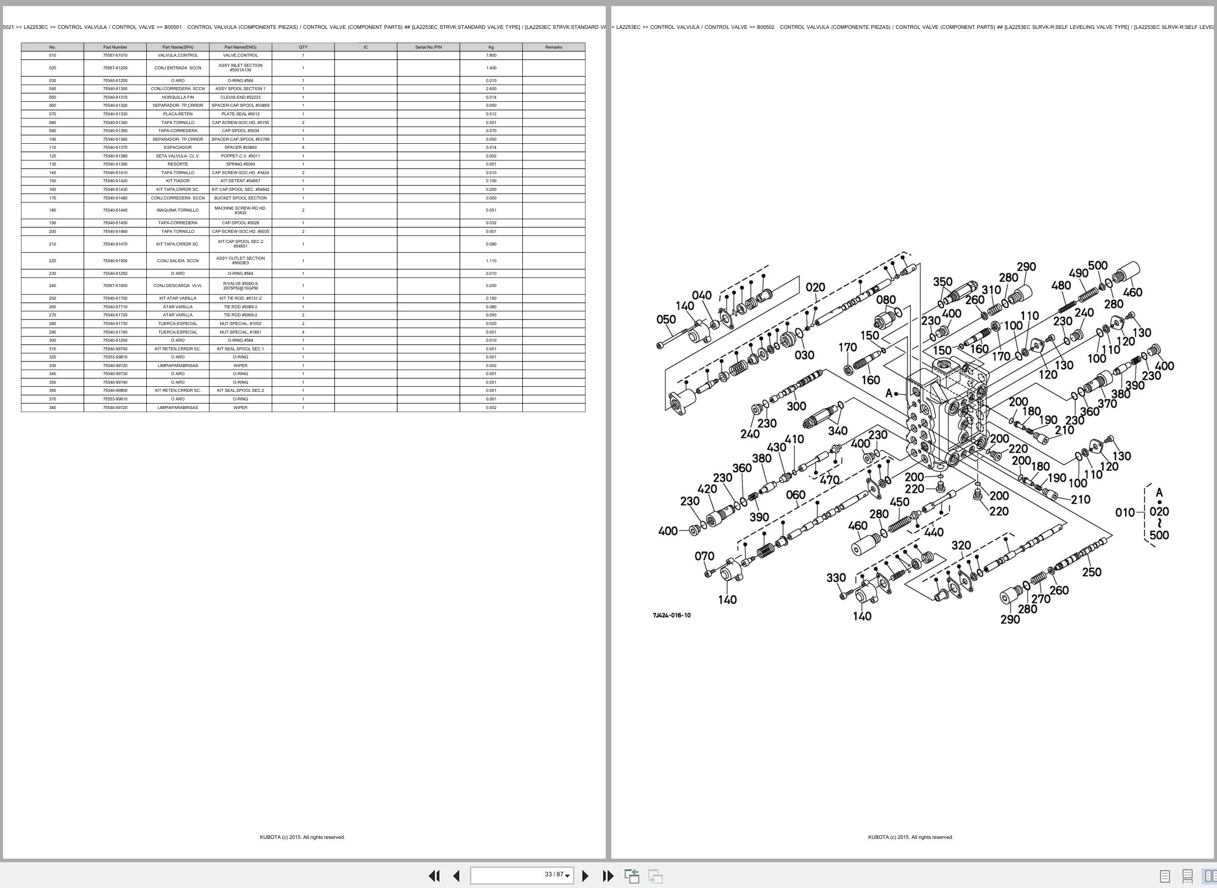 Kubota Wheel Loader LA2253EC Spare Parts Catalog EN ES (2)