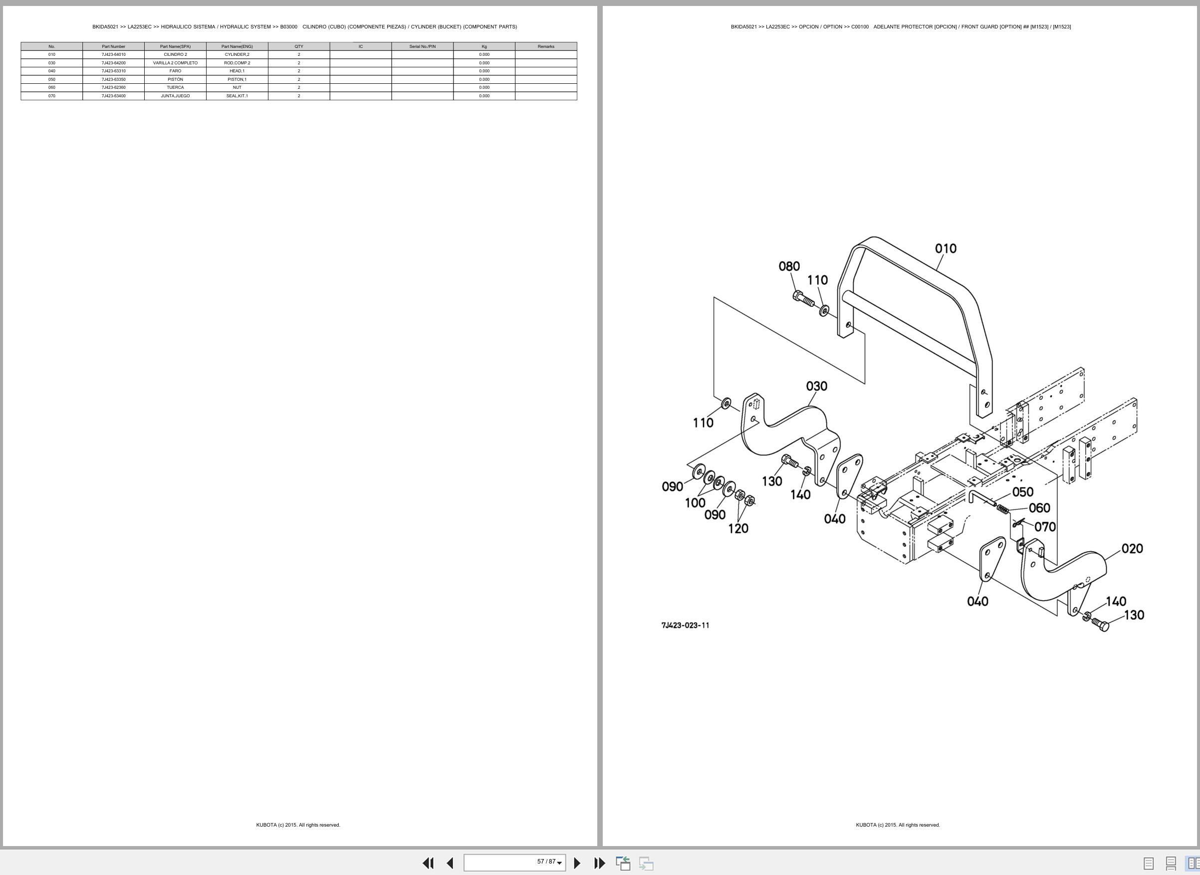 Kubota Wheel Loader LA2253EC Spare Parts Catalog EN ES (3)