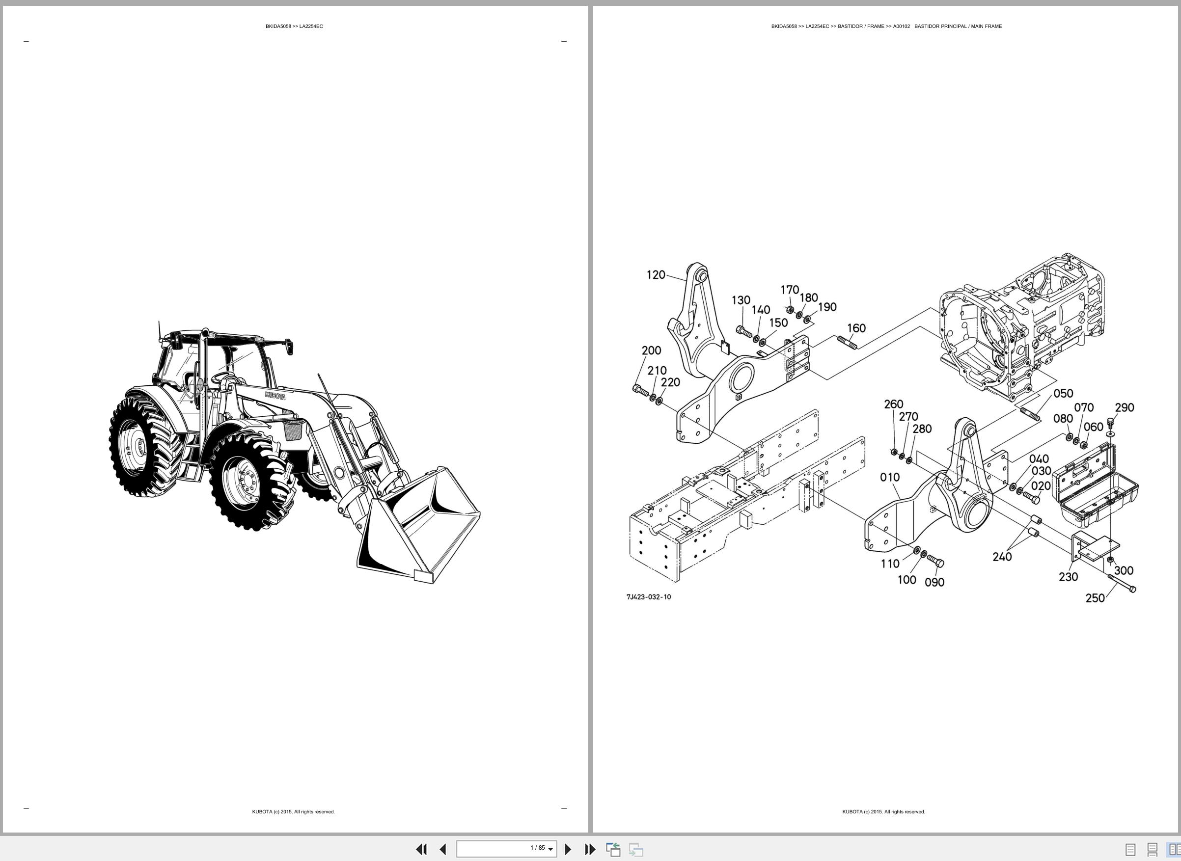 Kubota Wheel Loader LA2254EC Spare Parts Catalog EN ES (1)