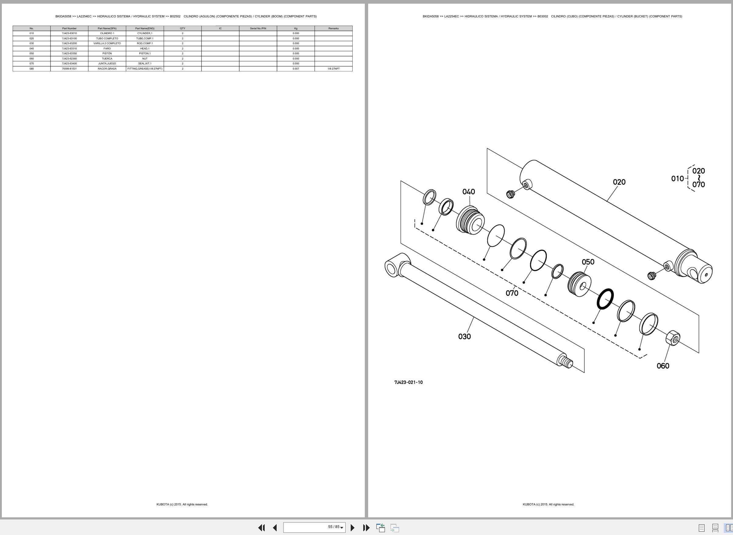 Kubota Wheel Loader LA2254EC Spare Parts Catalog EN ES (3)