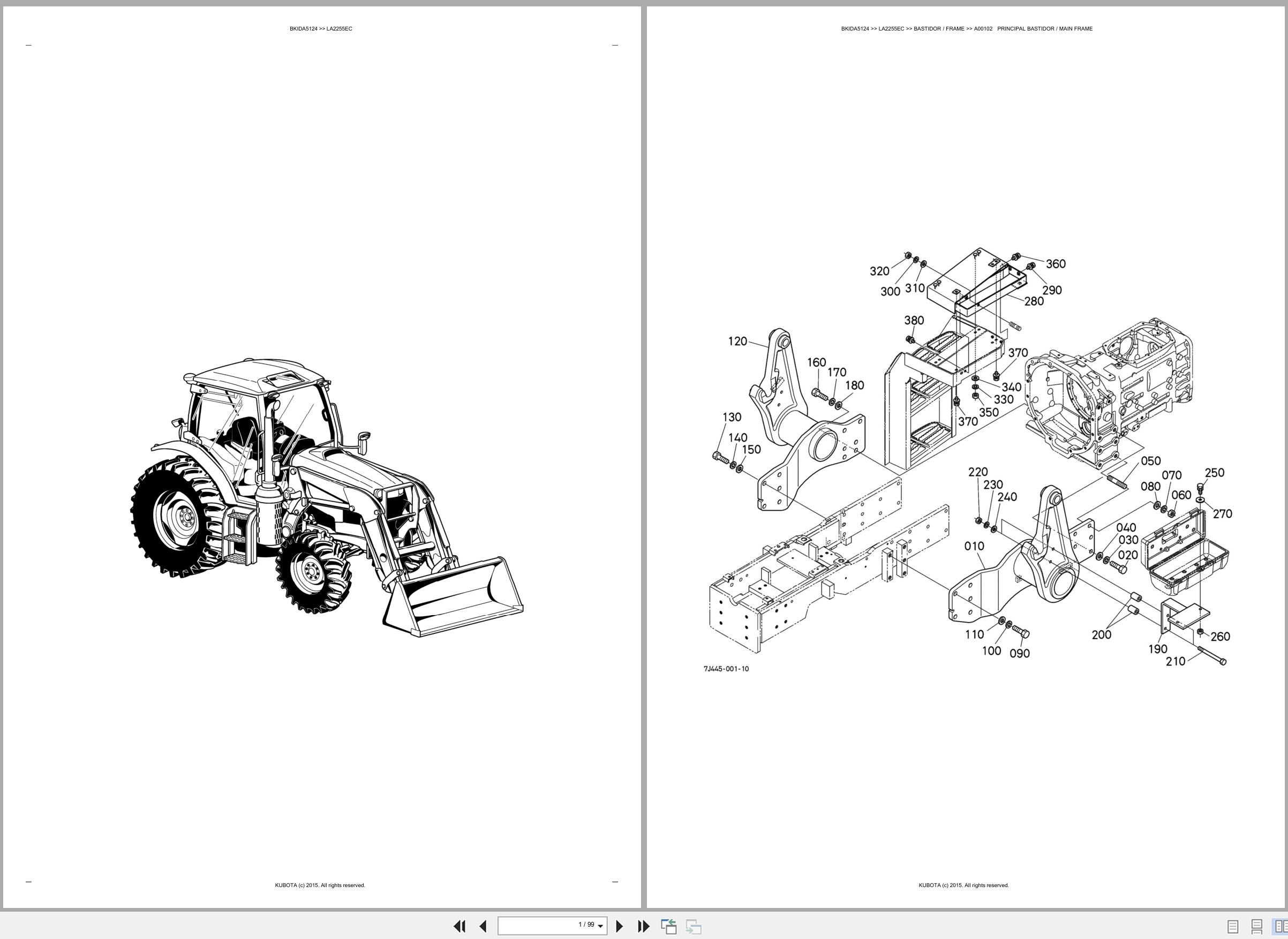 Kubota Wheel Loader LA2255EC Spare Parts Catalog EN ES (1)