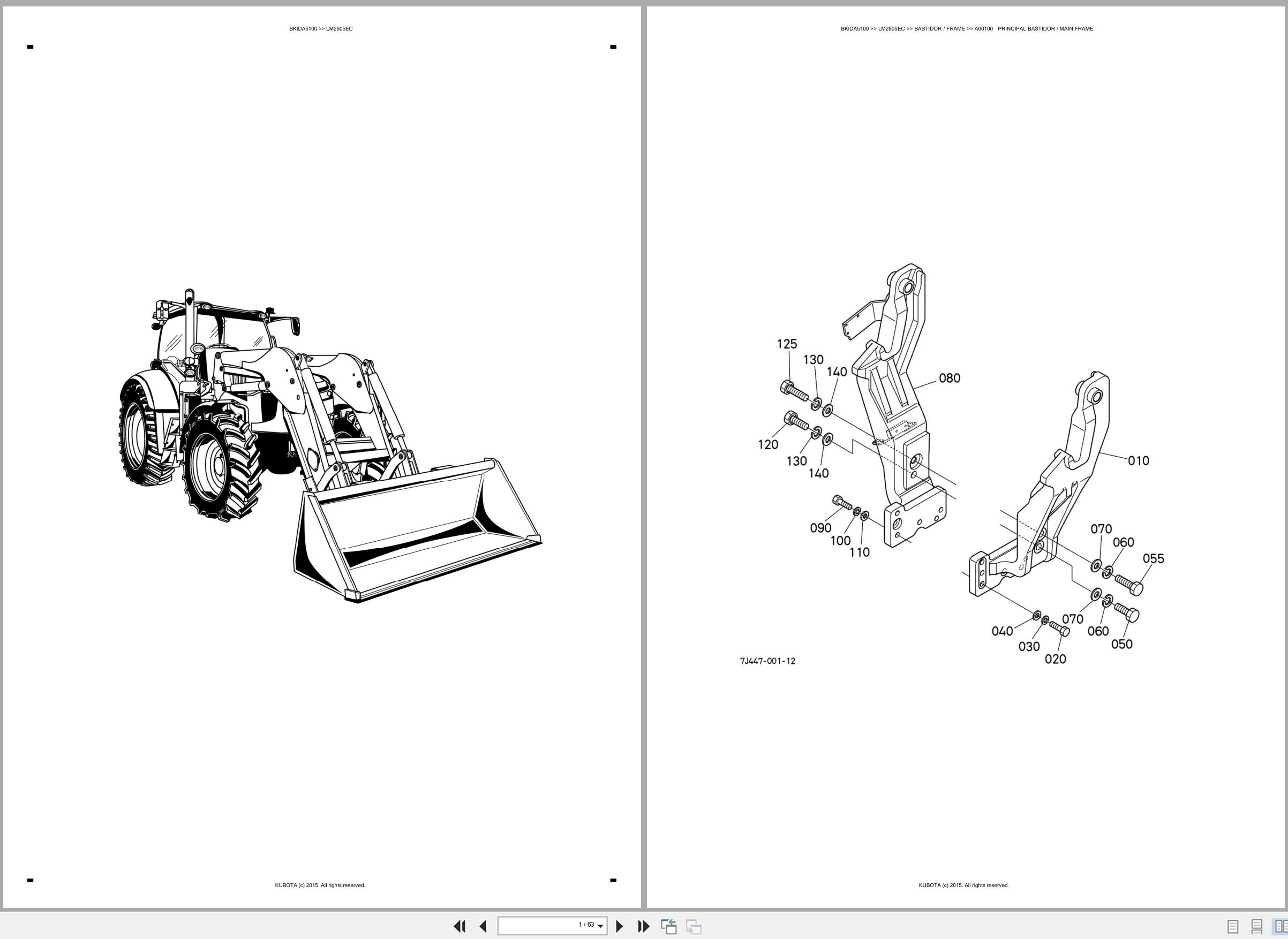 Kubota Wheel Loader LM2605EC Spare Parts Catalog EN ES (1)