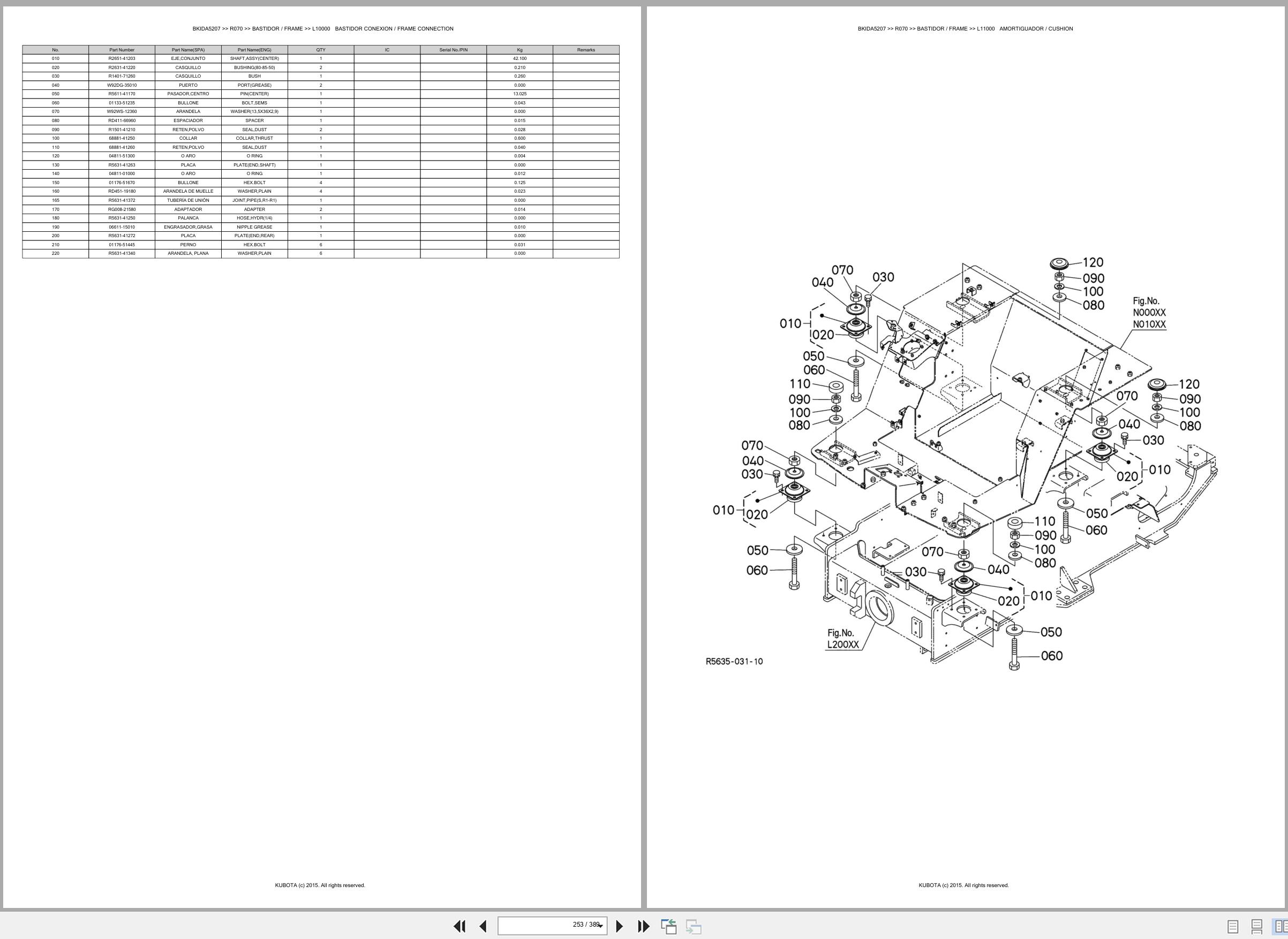 Kubota Wheel Loader R070 Spare Parts Catalog EN ES (3)
