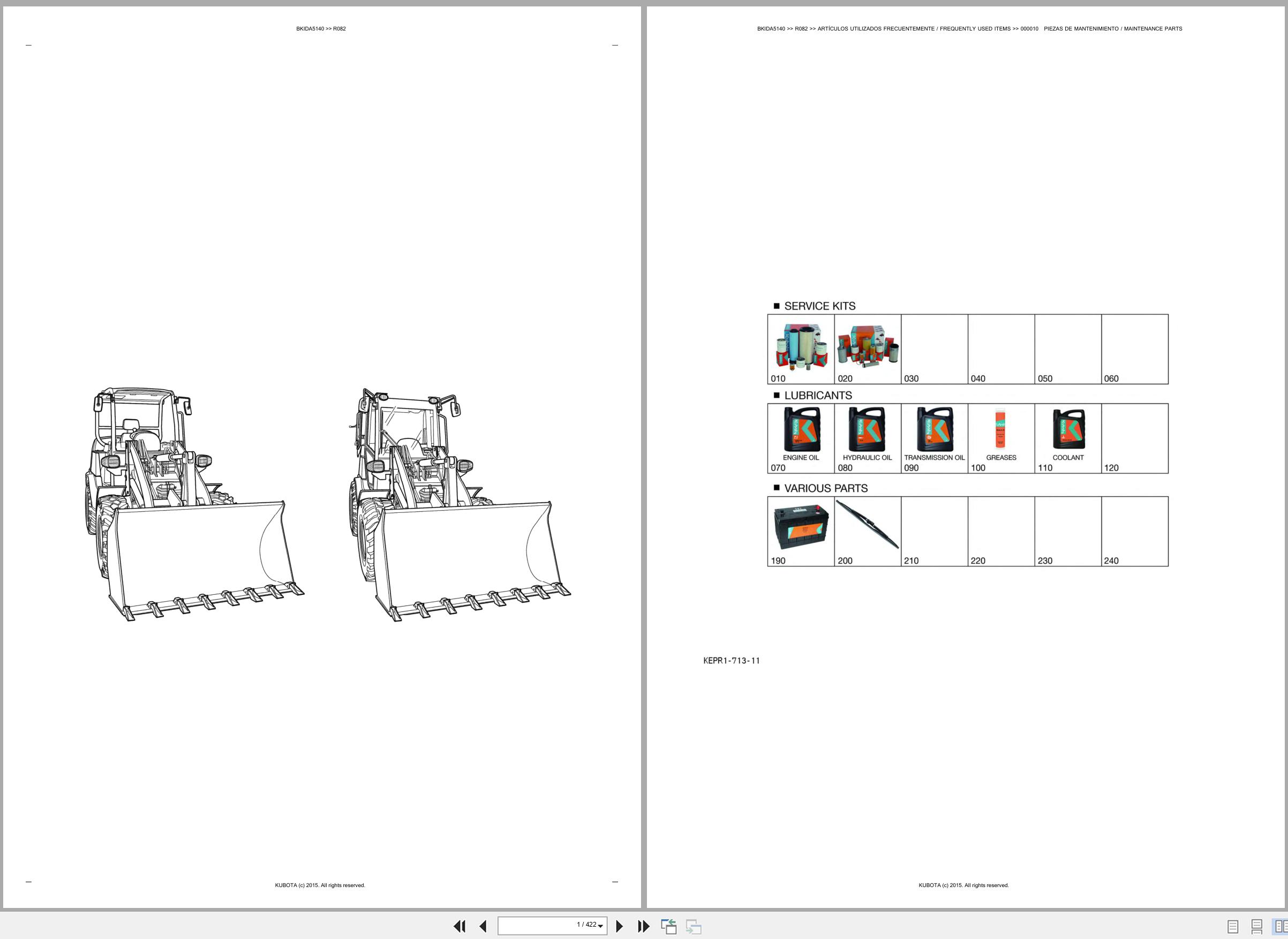 Kubota Wheel Loader R082 Spare Parts Catalog EN ES (1)