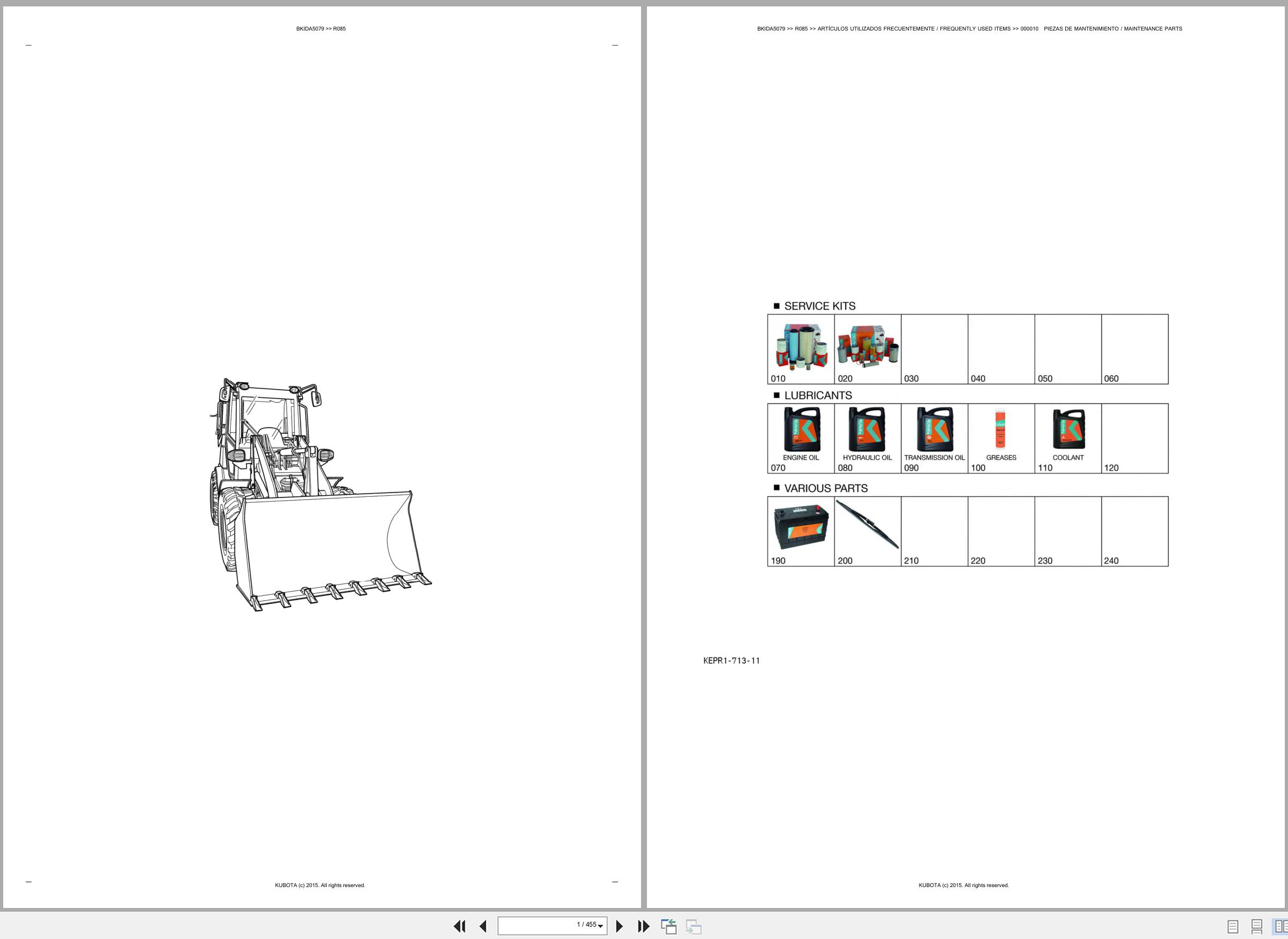 Kubota Wheel Loader R085 Spare Parts Catalog EN ES (1)