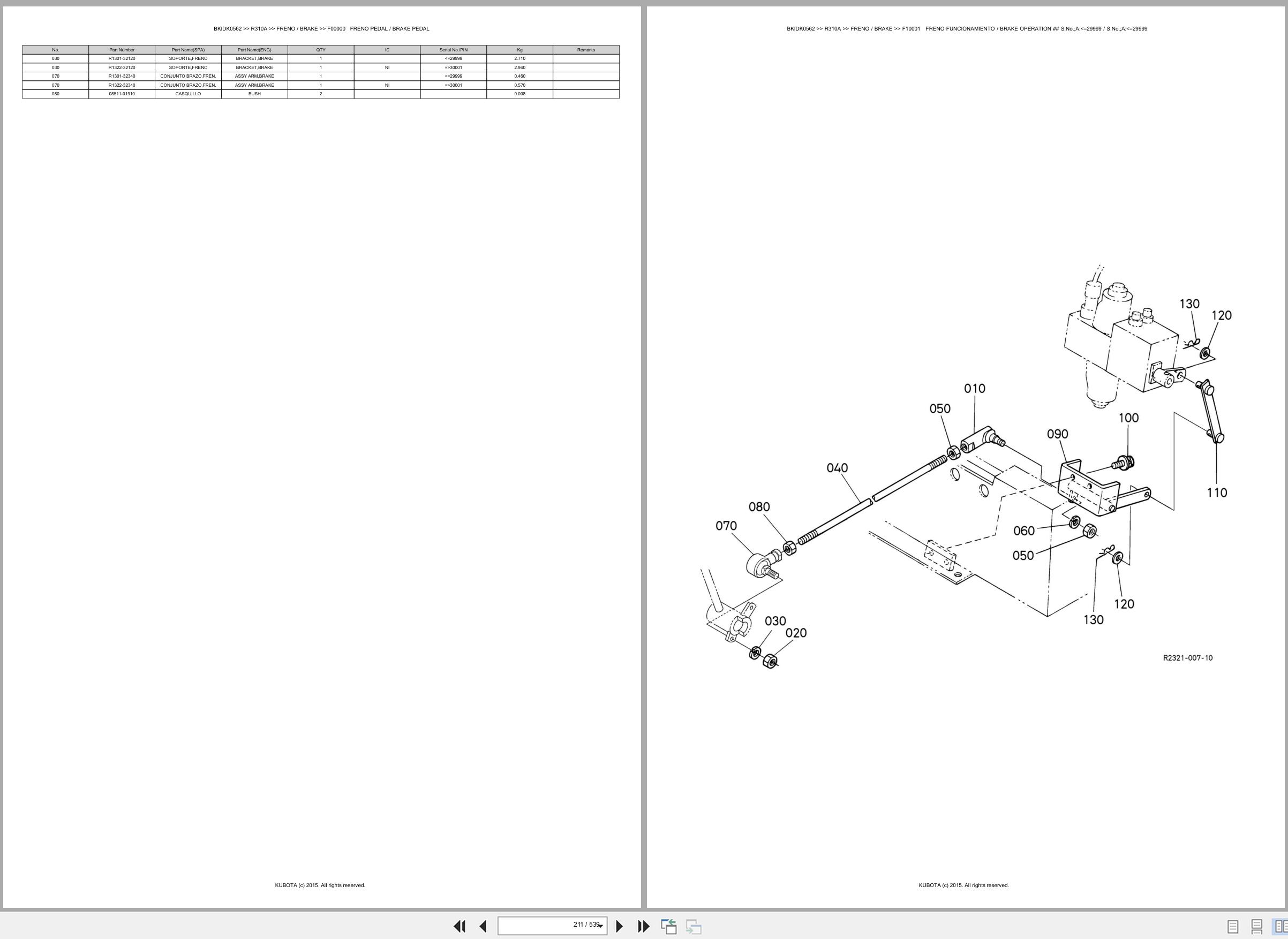 Kubota Wheel Loader R310A Spare Parts Catalog EN ES (2)
