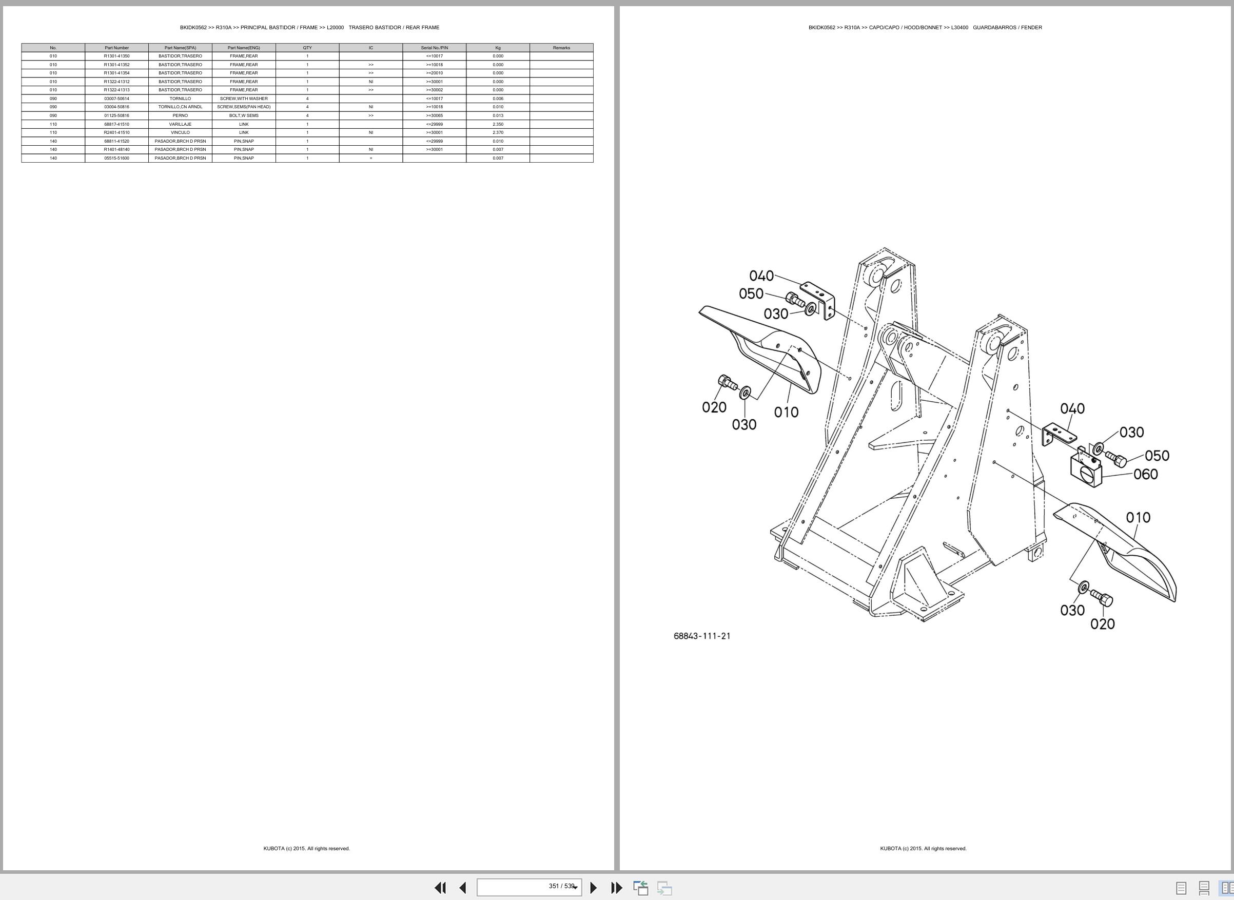 Kubota Wheel Loader R310A Spare Parts Catalog EN ES (3)