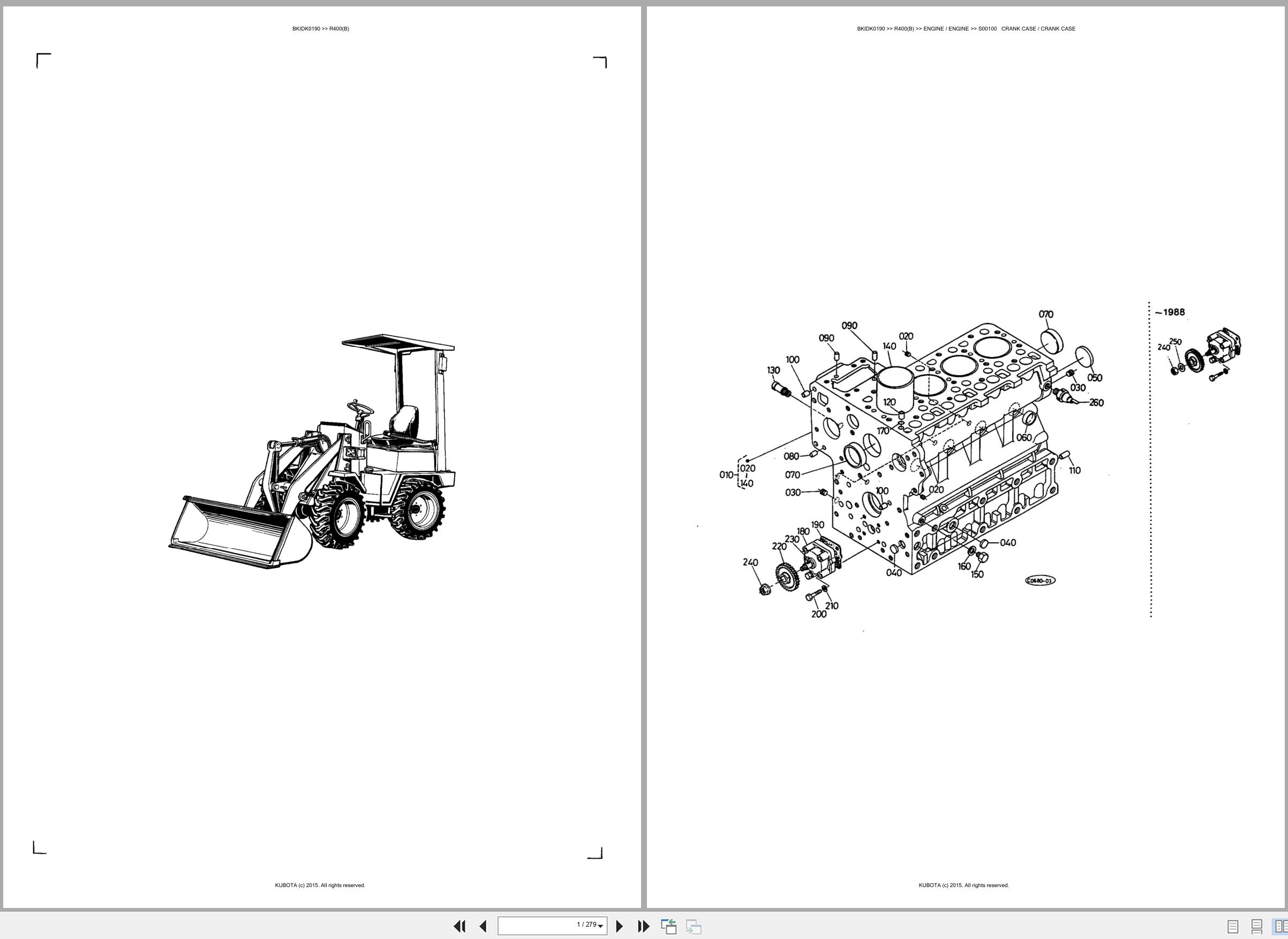 Kubota Wheel Loader R400 R400B Spare Parts Catalog EN ES (1)