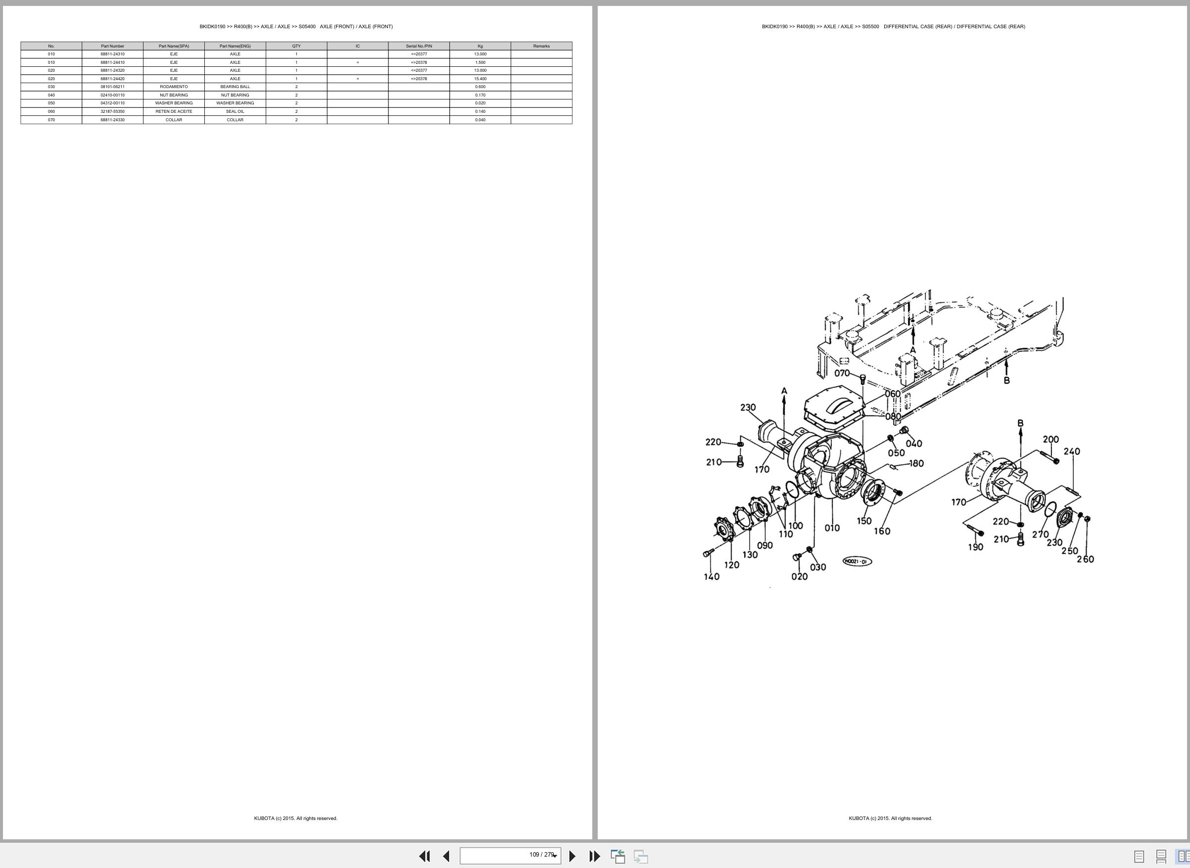 Kubota Wheel Loader R400 R400B Spare Parts Catalog EN ES (2)