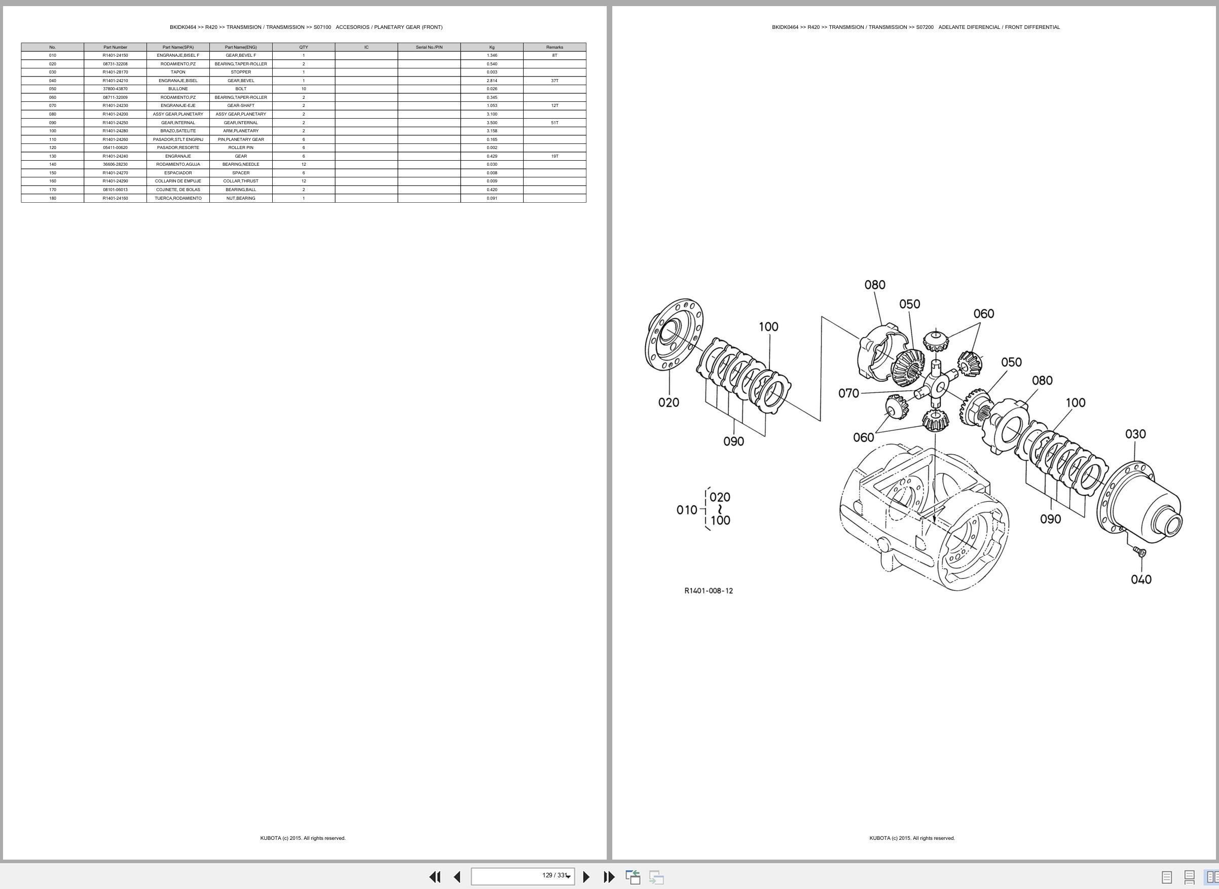 Kubota Wheel Loader R420 Spare Parts Catalog EN ES (2)