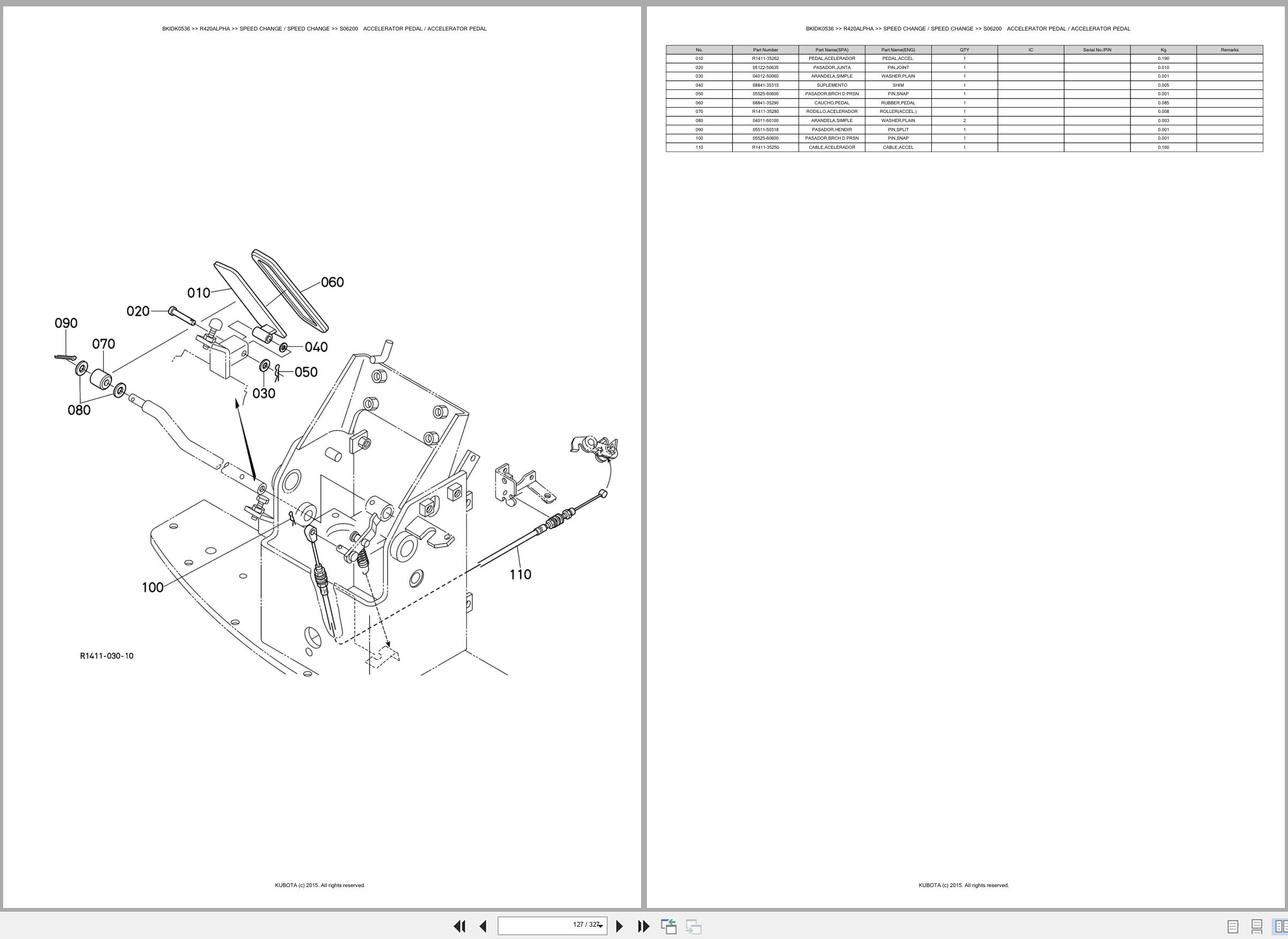 Kubota Wheel Loader R420ALPHA Spare Parts Catalog EN ES (2)