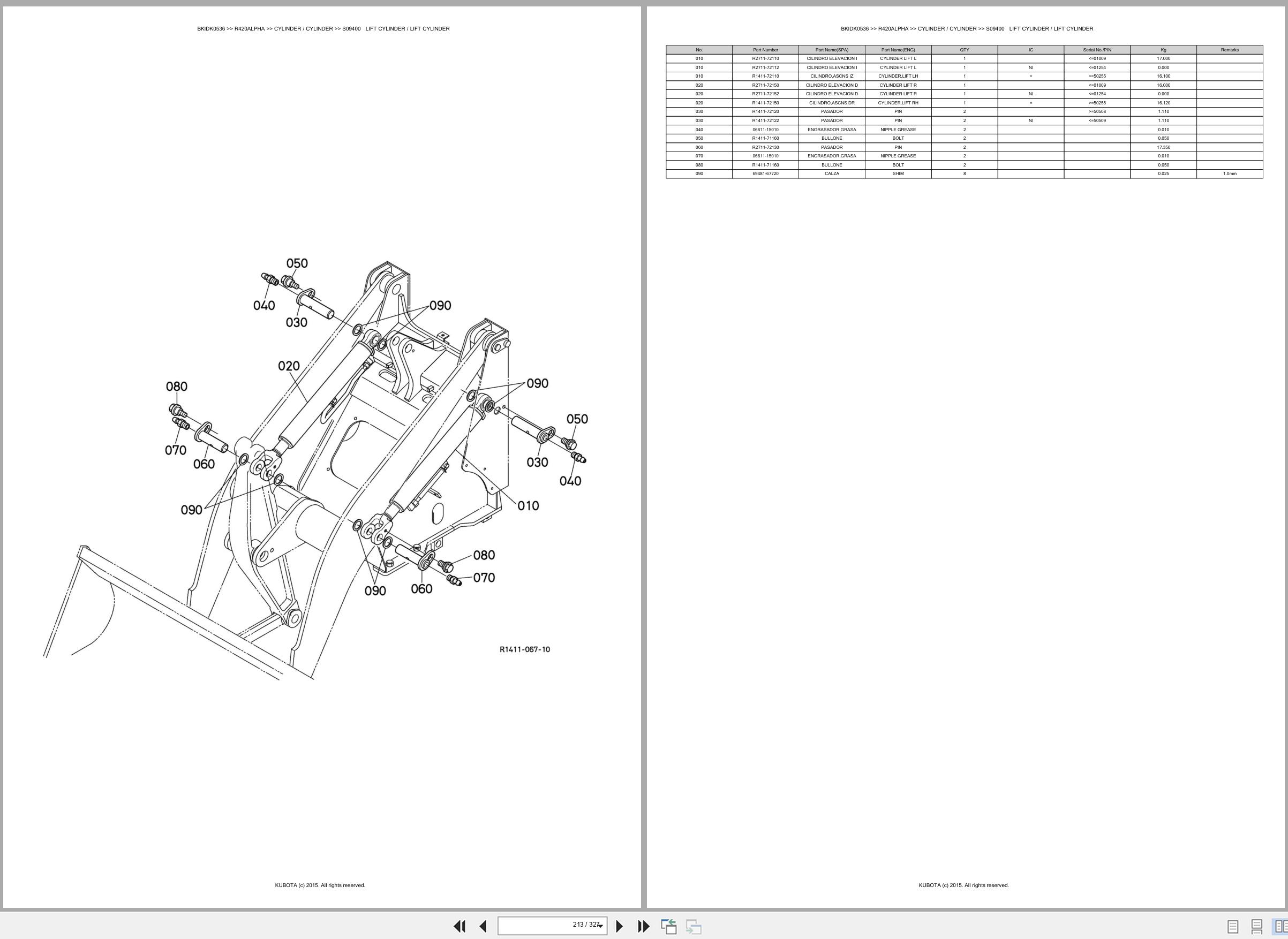 Kubota Wheel Loader R420ALPHA Spare Parts Catalog EN ES (3)