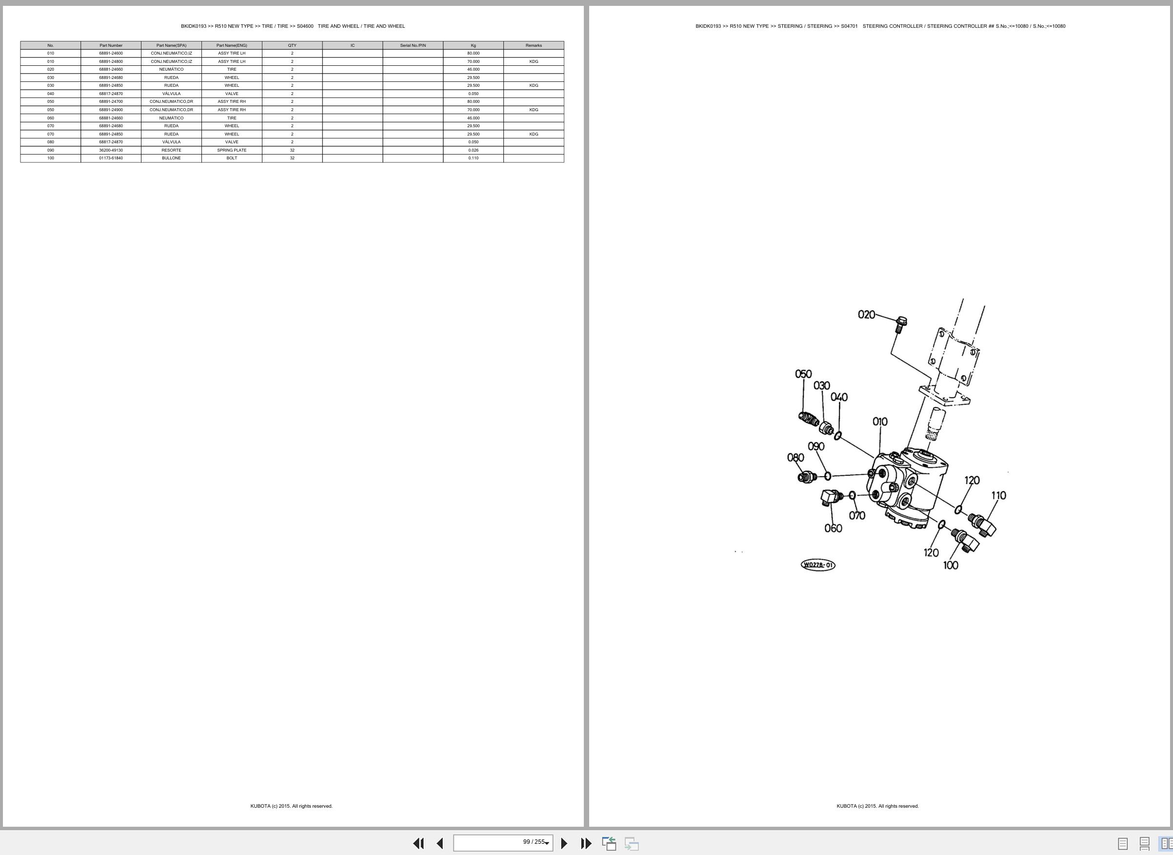 Kubota Wheel Loader R510 NEW TYPE Spare Parts Catalog EN ES (2)