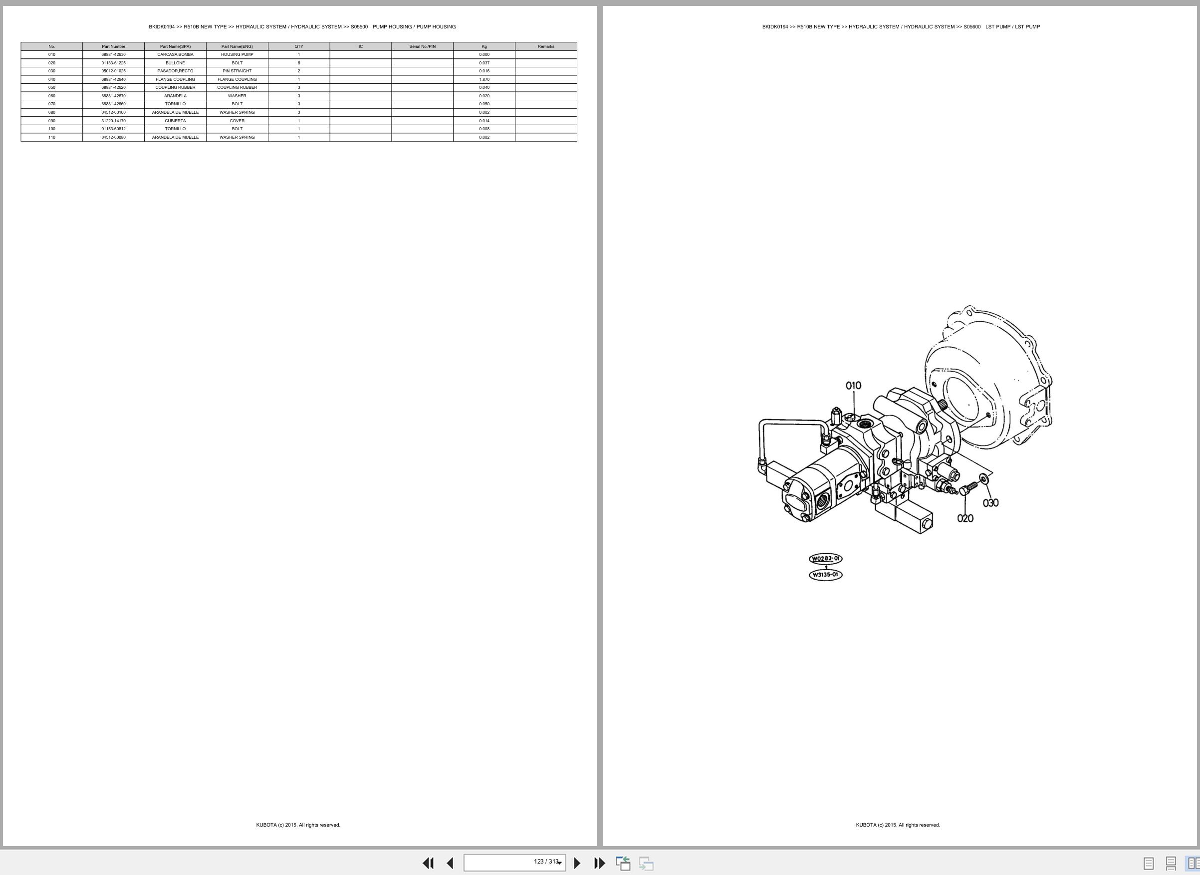 Kubota Wheel Loader R510B NEW TYPE Spare Parts Catalog EN ES (2)