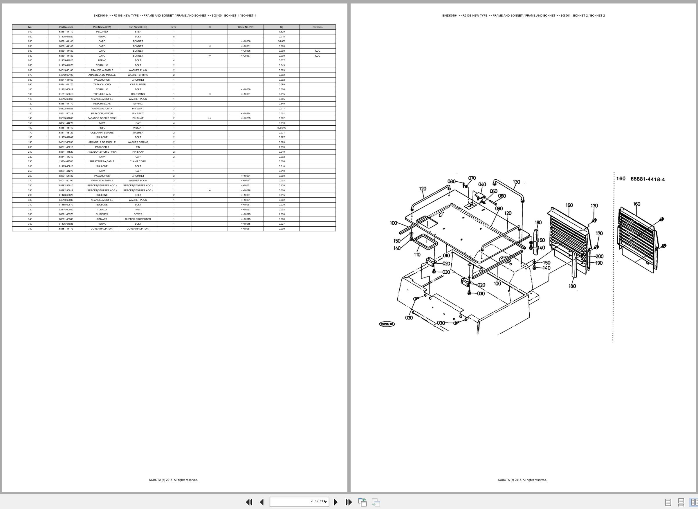 Kubota Wheel Loader R510B NEW TYPE Spare Parts Catalog EN ES (3)