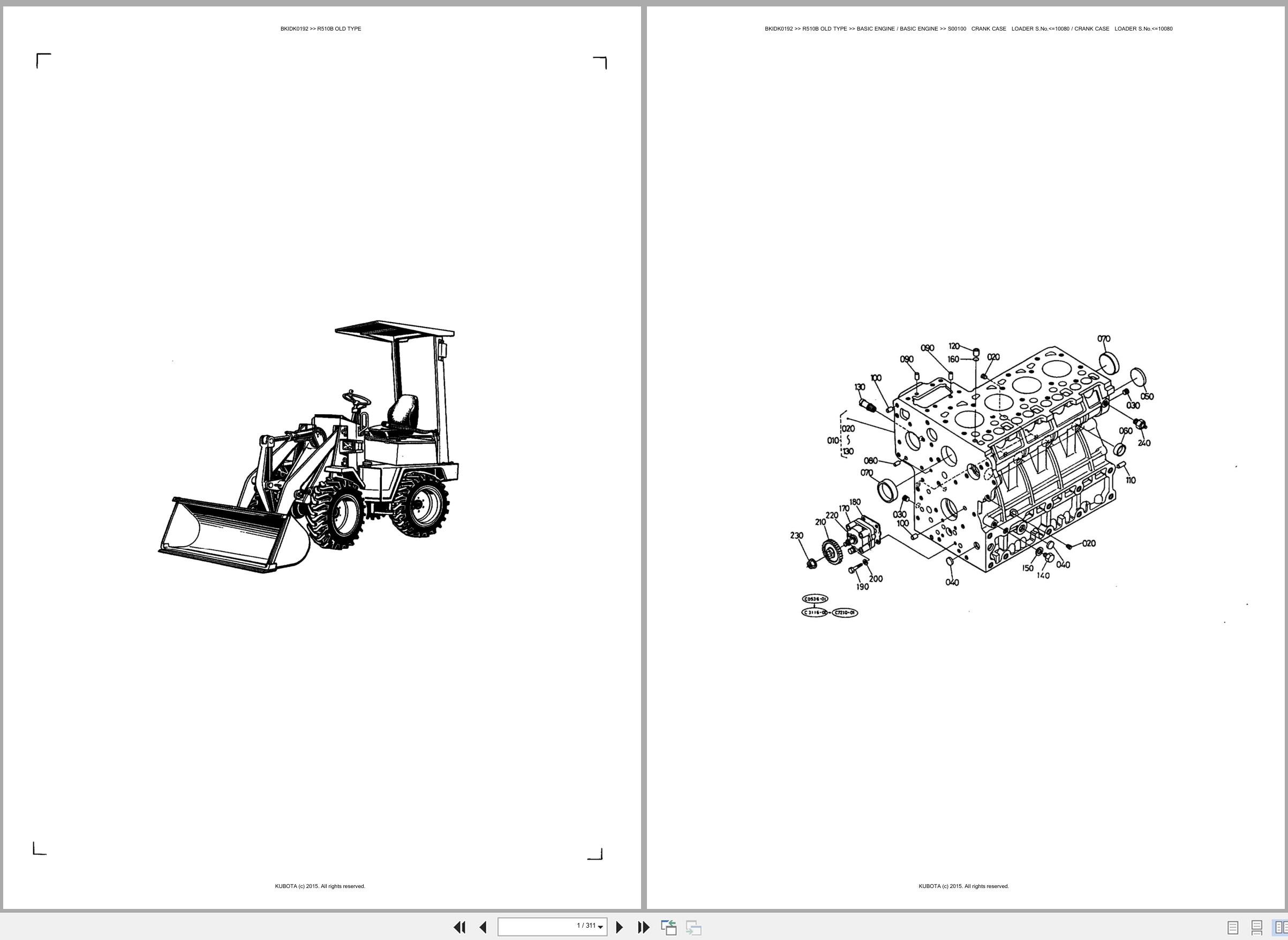 Kubota Wheel Loader R510B OLD TYPE Spare Parts Catalog EN ES (1)