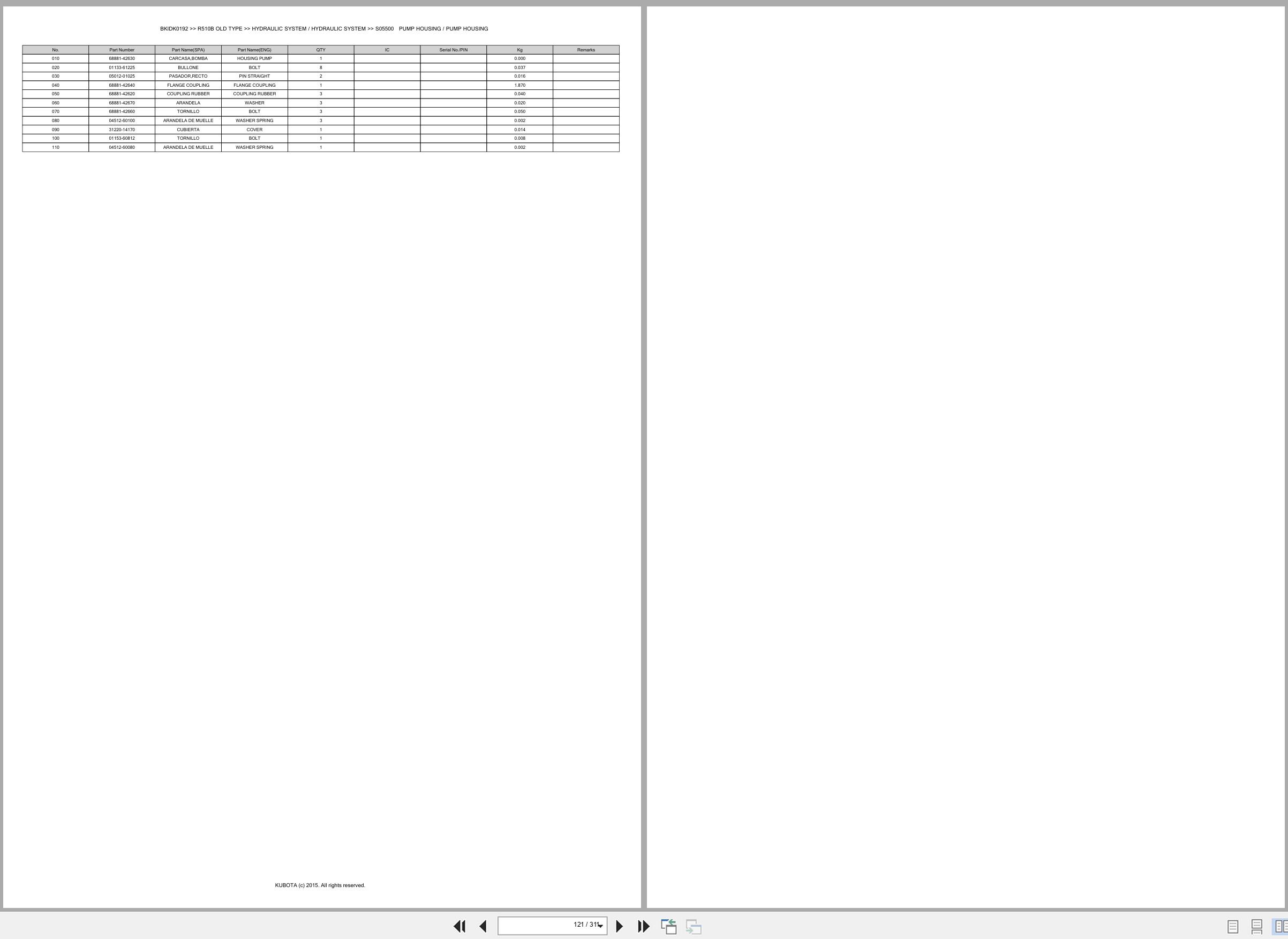 Kubota Wheel Loader R510B OLD TYPE Spare Parts Catalog EN ES (2)