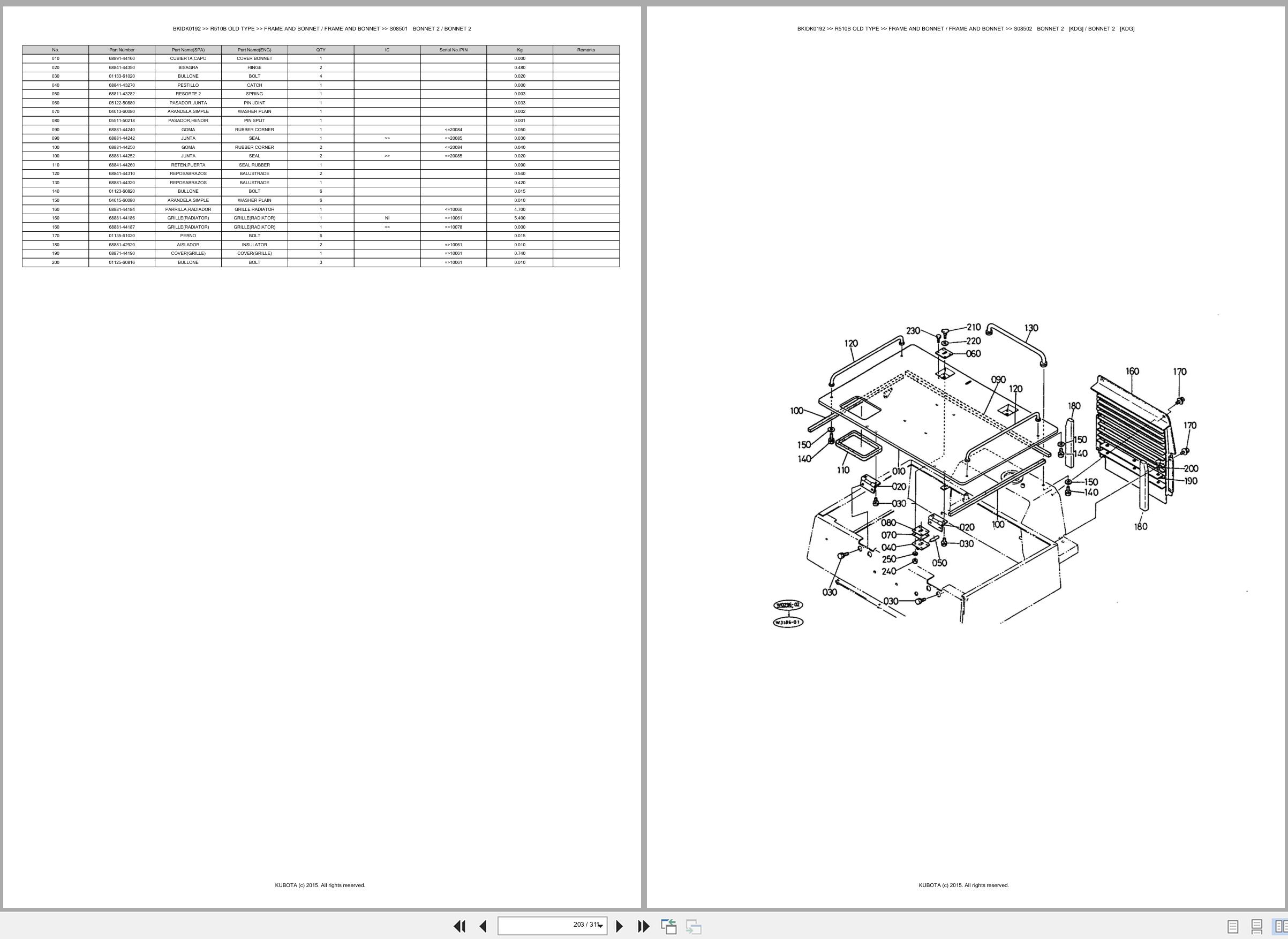 Kubota Wheel Loader R510B OLD TYPE Spare Parts Catalog EN ES (3)
