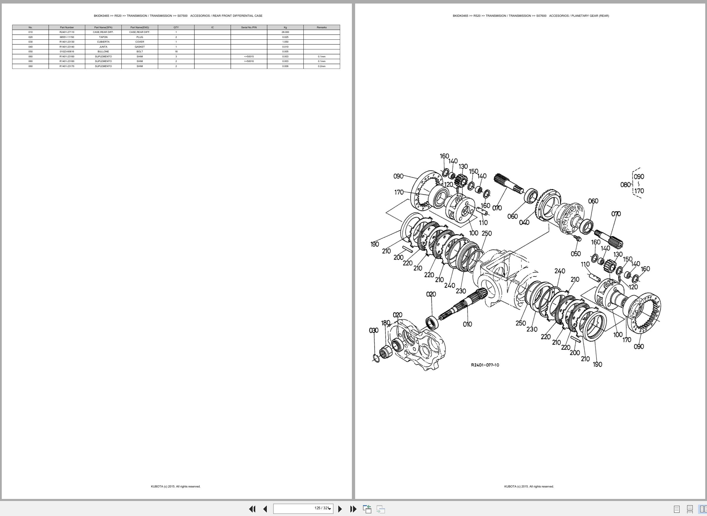 Kubota Wheel Loader R520 Spare Parts Catalog EN ES (2)