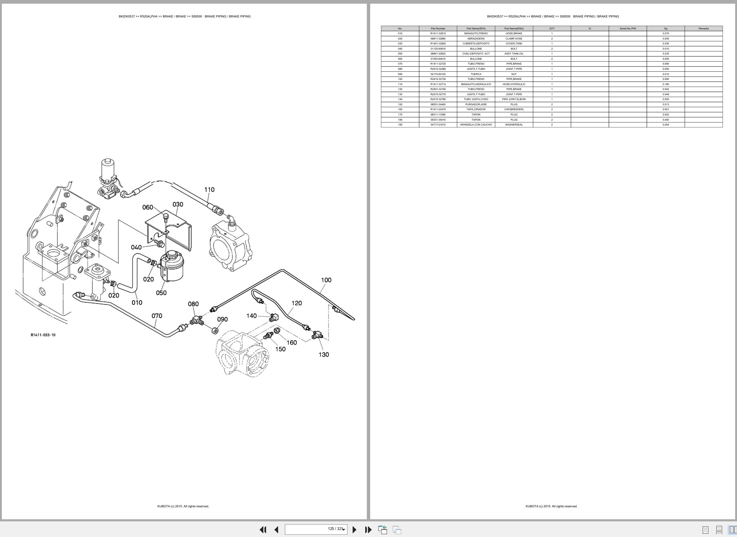 Kubota Wheel Loader R520ALPHA Engine Spare Parts Catalog EN ES (2)