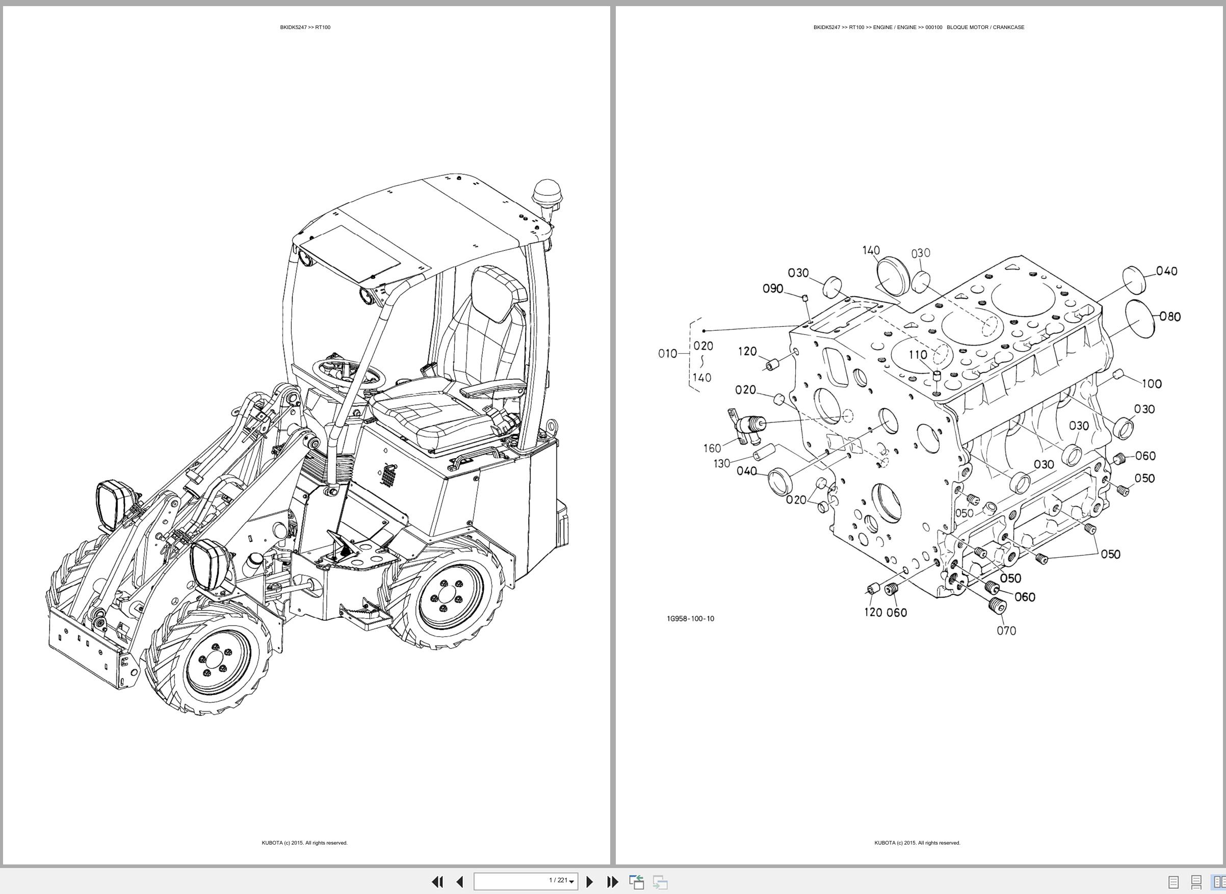 Kubota Wheel Loader RT100 Spare Parts Catalog EN ES (1)