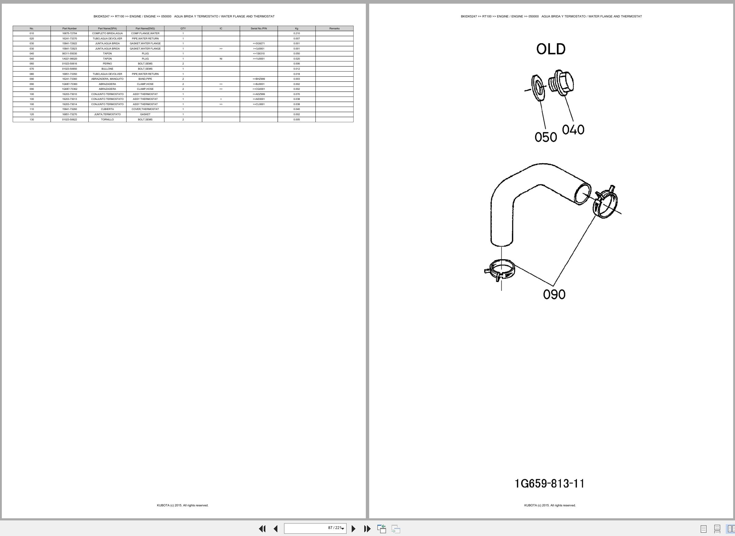 Kubota Wheel Loader RT100 Spare Parts Catalog EN ES (2)