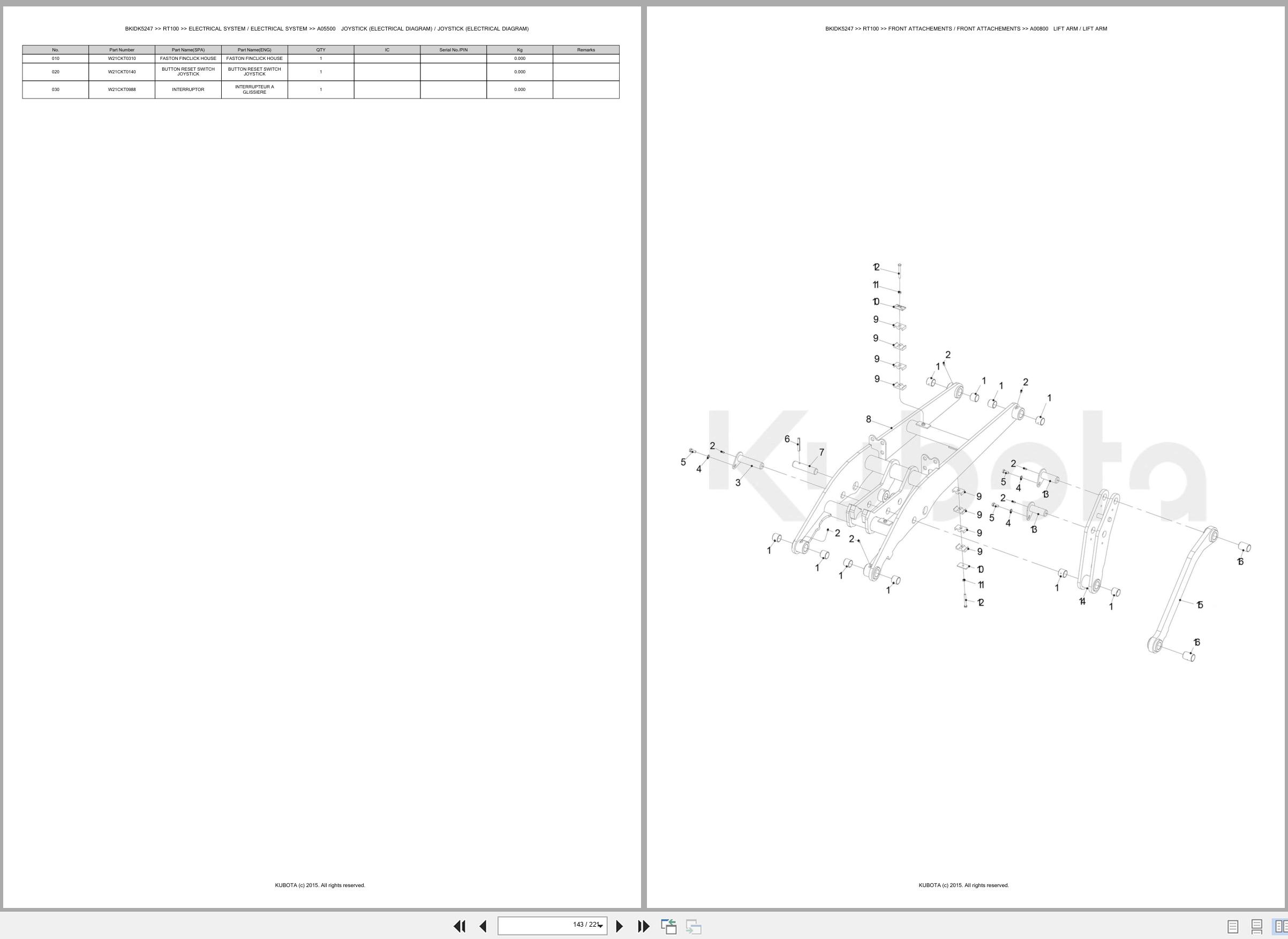 Kubota Wheel Loader RT100 Spare Parts Catalog EN ES (3)