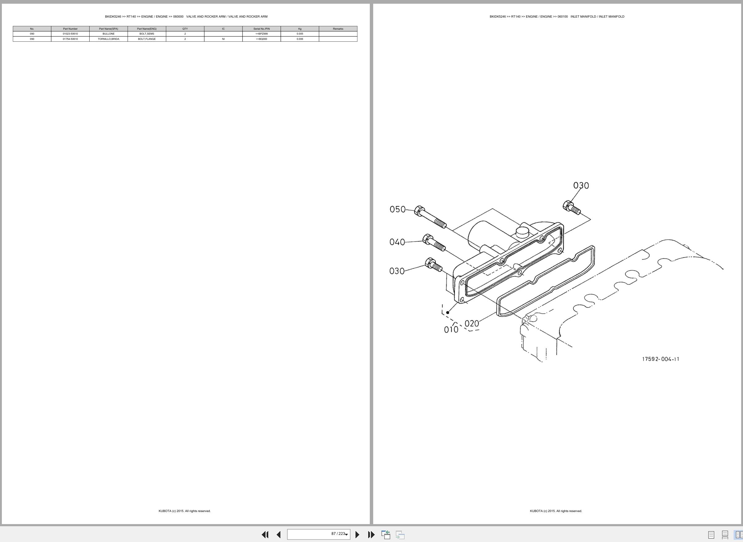 Kubota Wheel Loader RT140 Spare Parts Catalog EN ES (2)