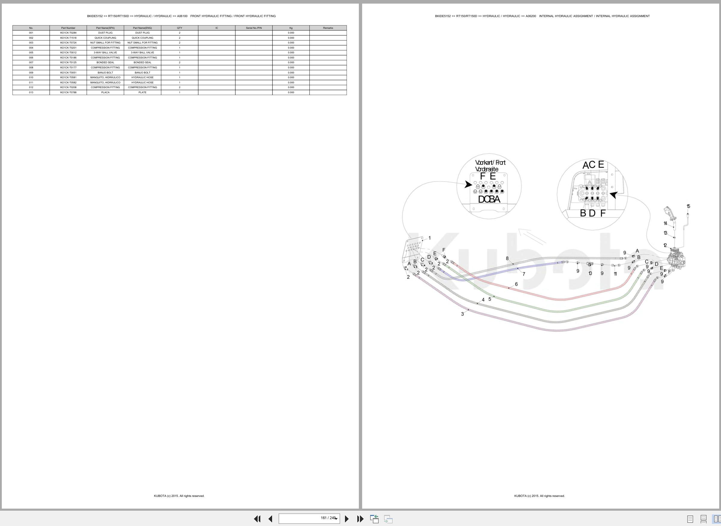 Kubota Wheel Loader RT150 RT150D Spare Parts Catalog EN ES (3)