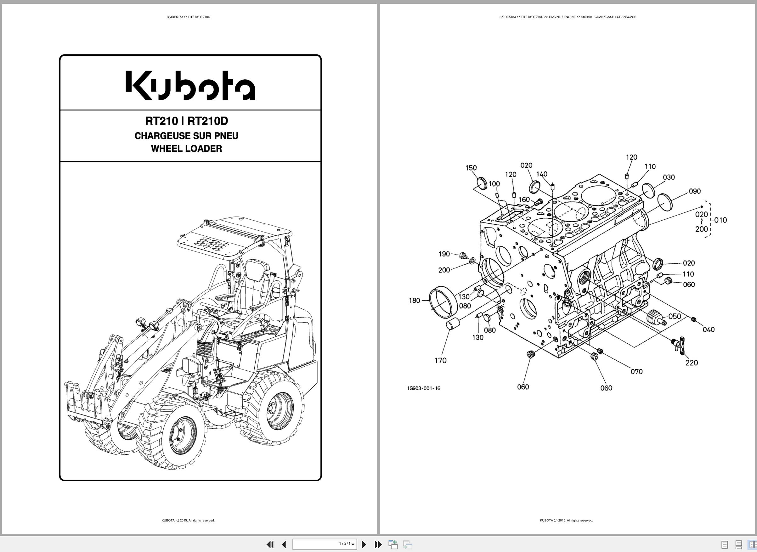 Kubota Wheel Loader RT210 RT210D Spare Parts Catalog EN ES (1)