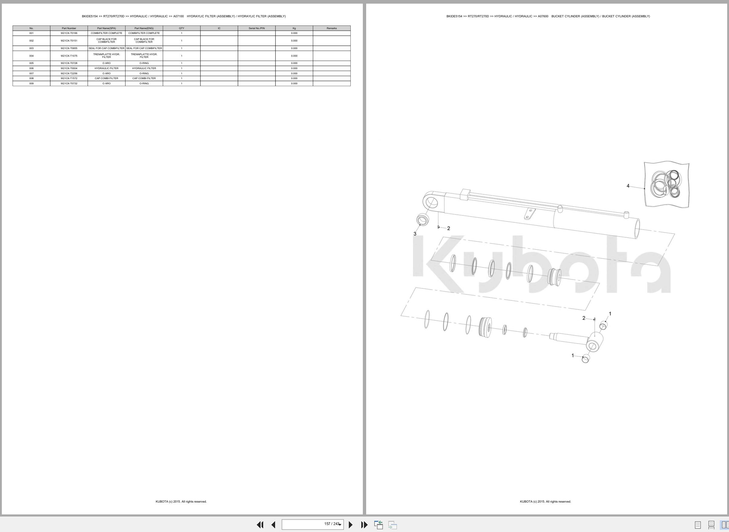 Kubota Wheel Loader RT270 RT270D Spare Parts Catalog EN ES (3)