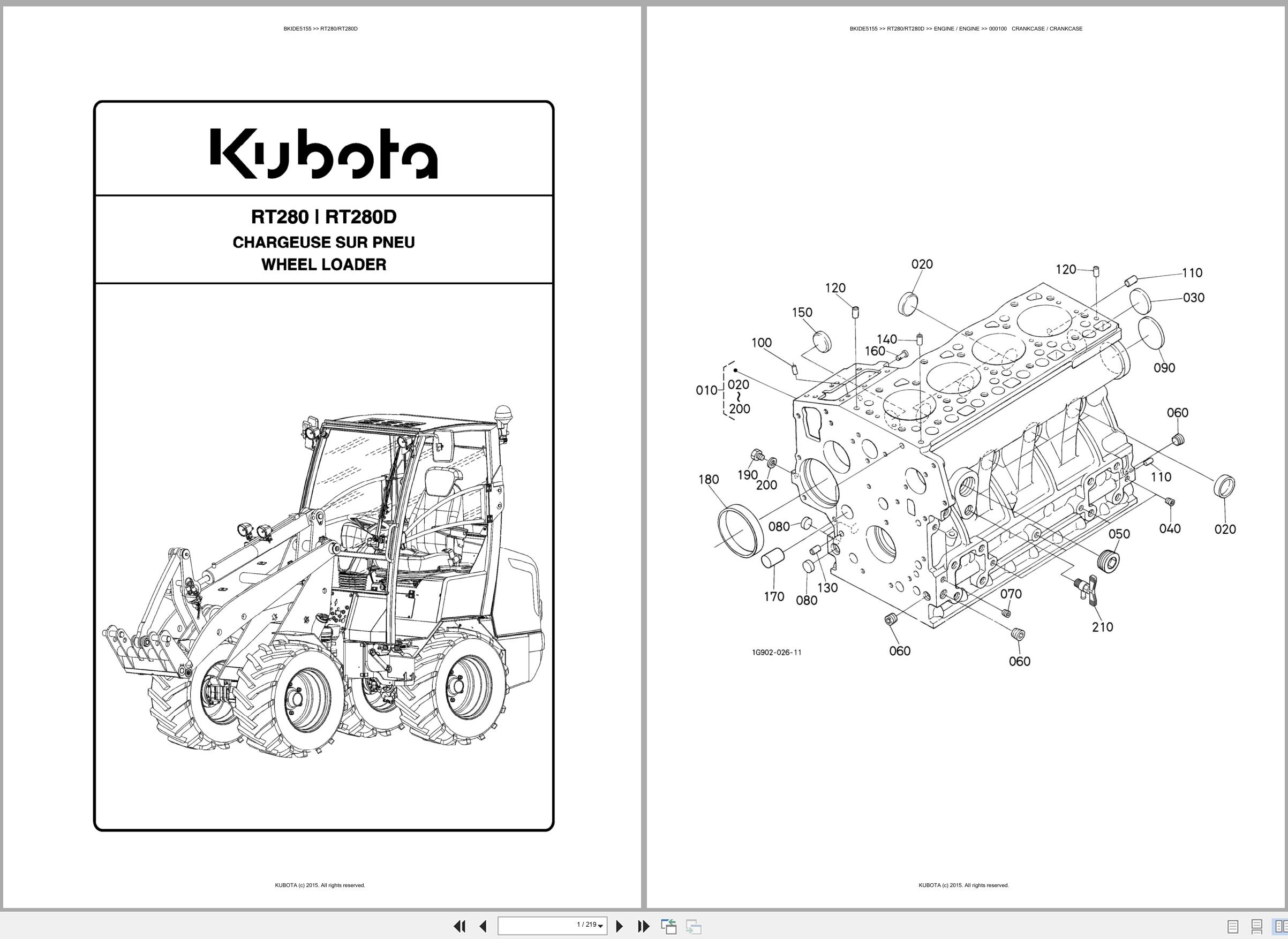 Kubota Wheel Loader RT280 RT280D Spare Parts Catalog EN ES (1)